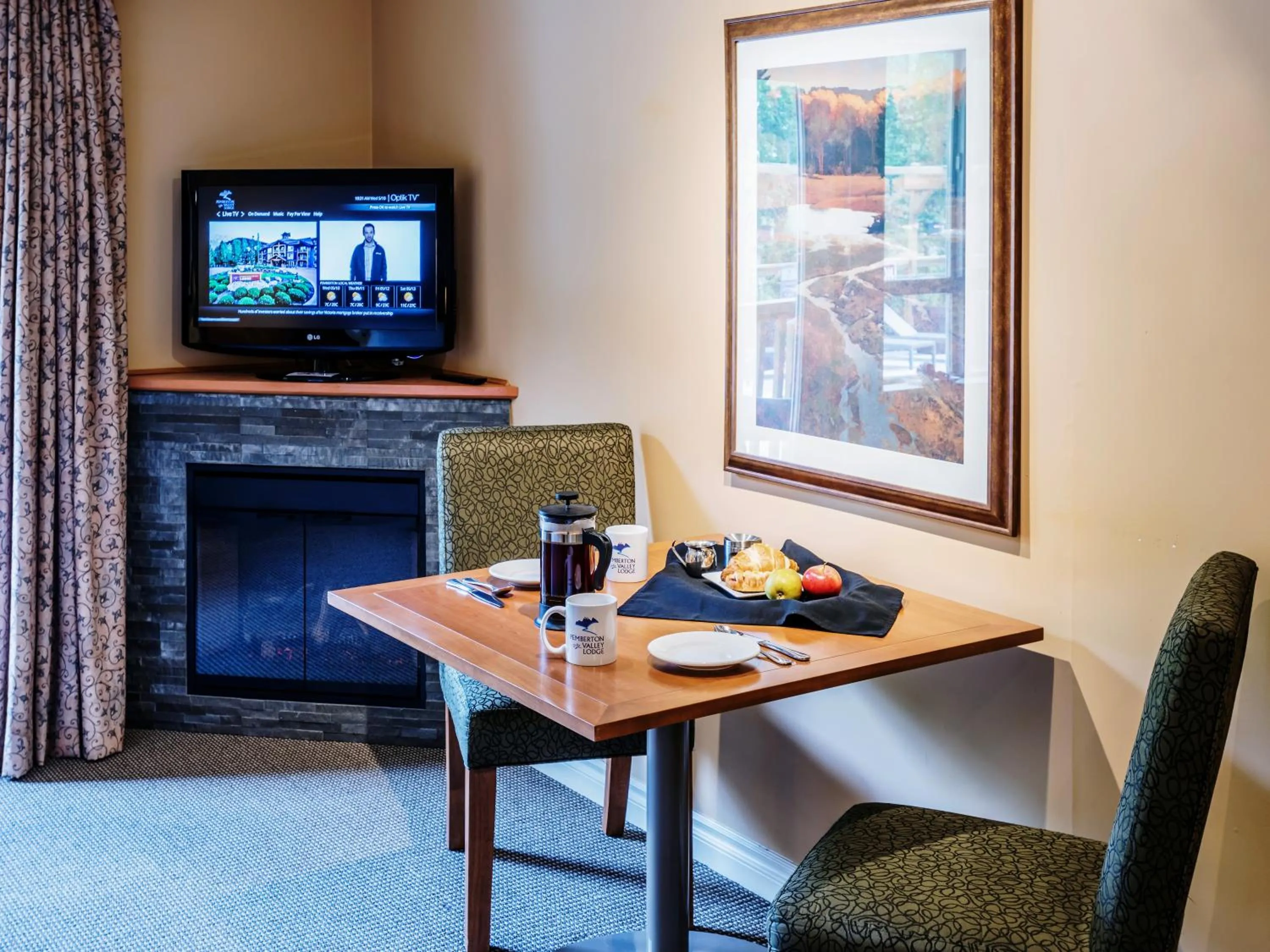 fireplace in Pemberton Valley Lodge