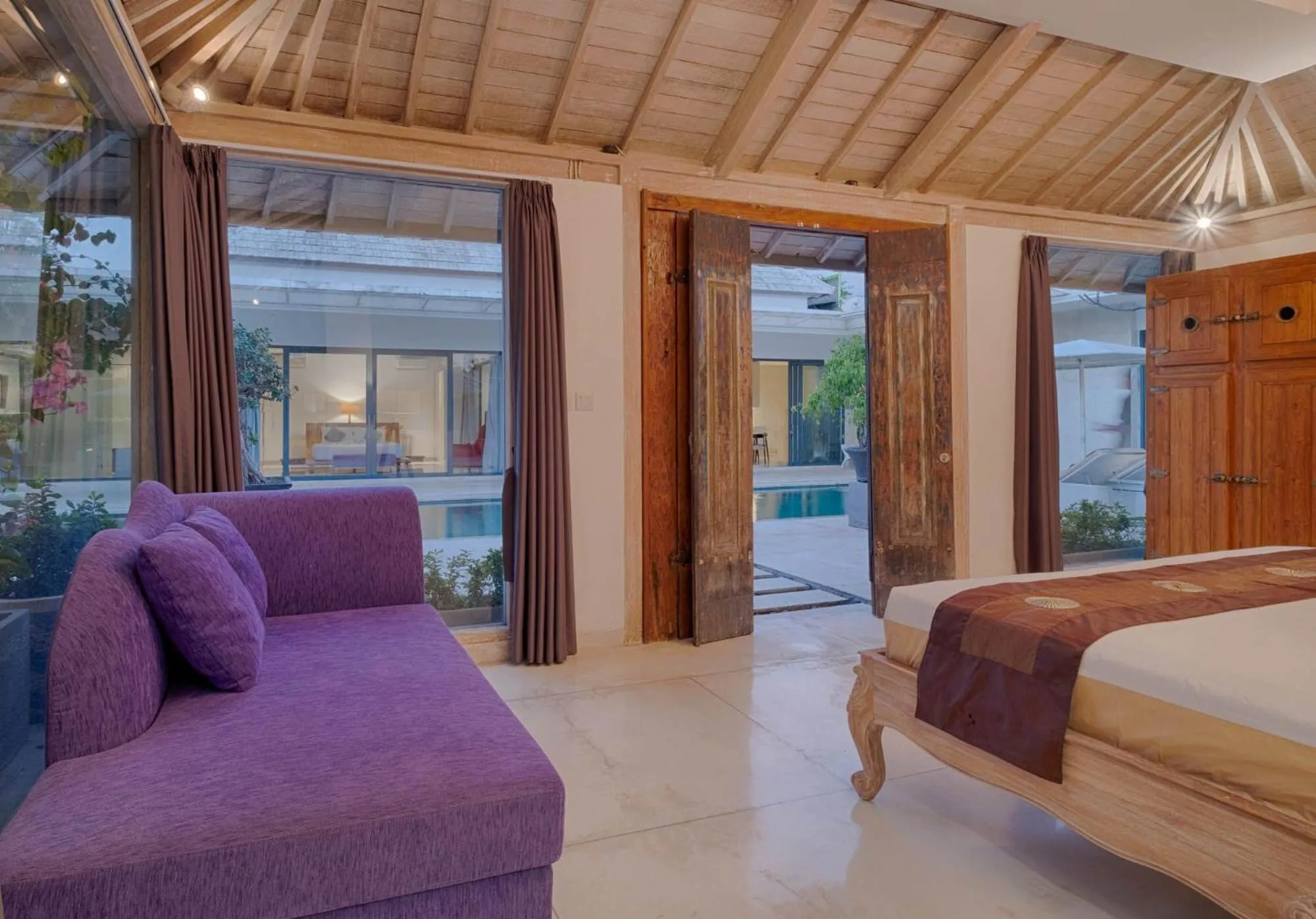 Pool view, Bed in Canggu Villa by Sanga Sanga Hospitality