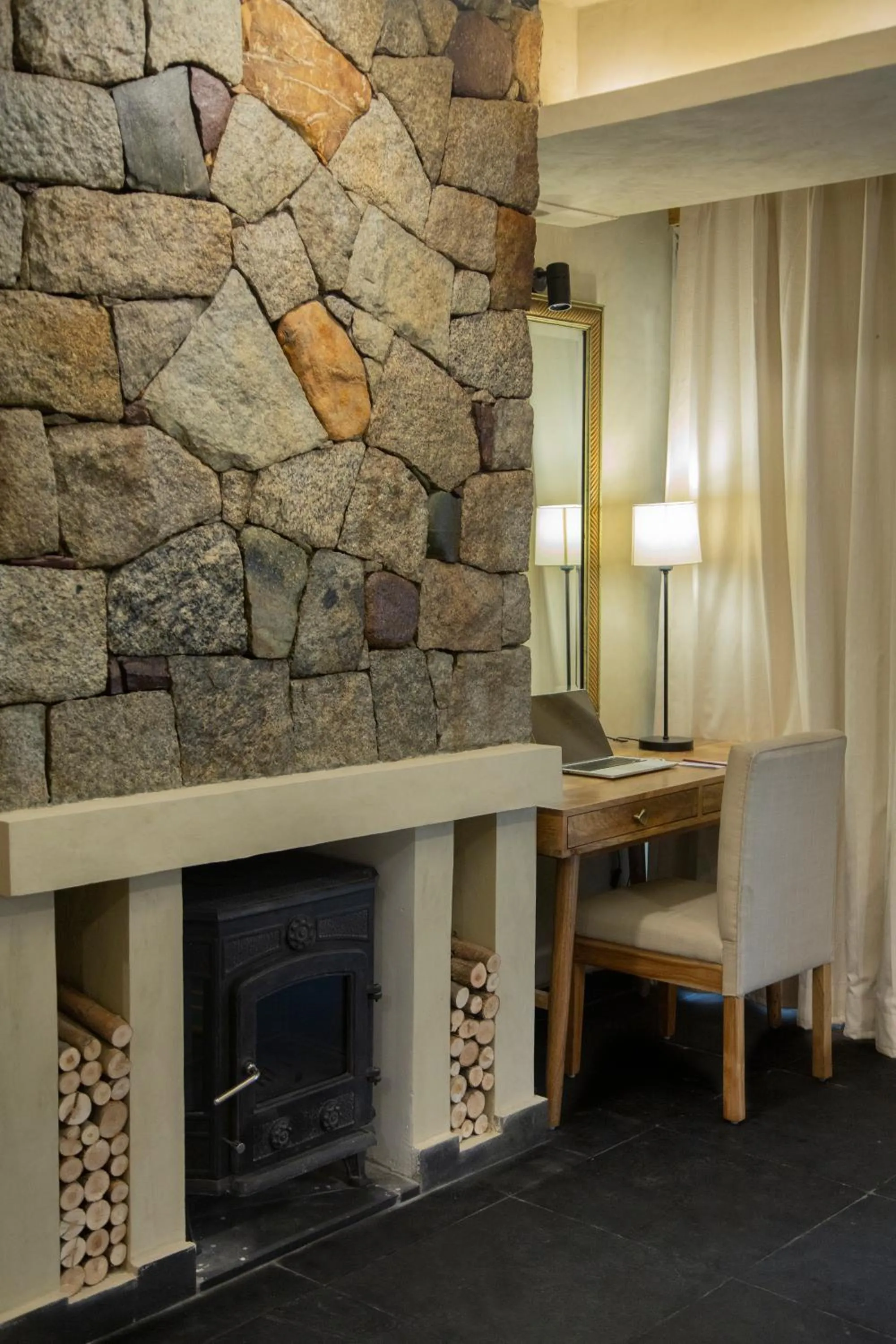 fireplace in Stone Hedge Hotel