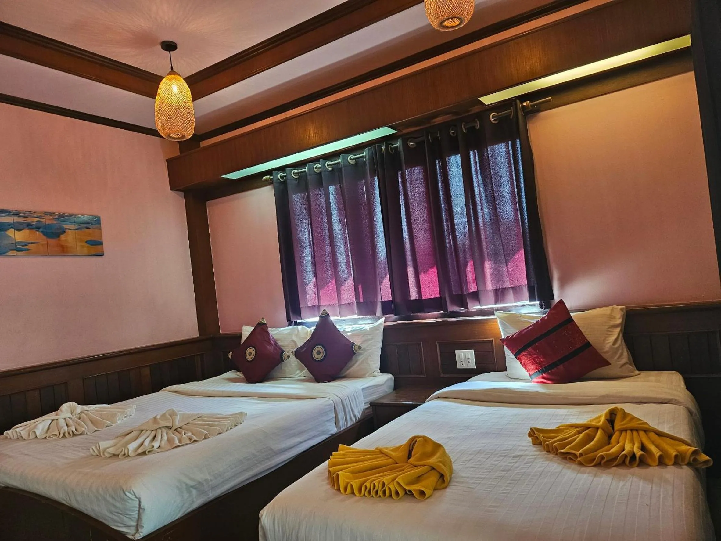 Bed in Rin Beach Resort