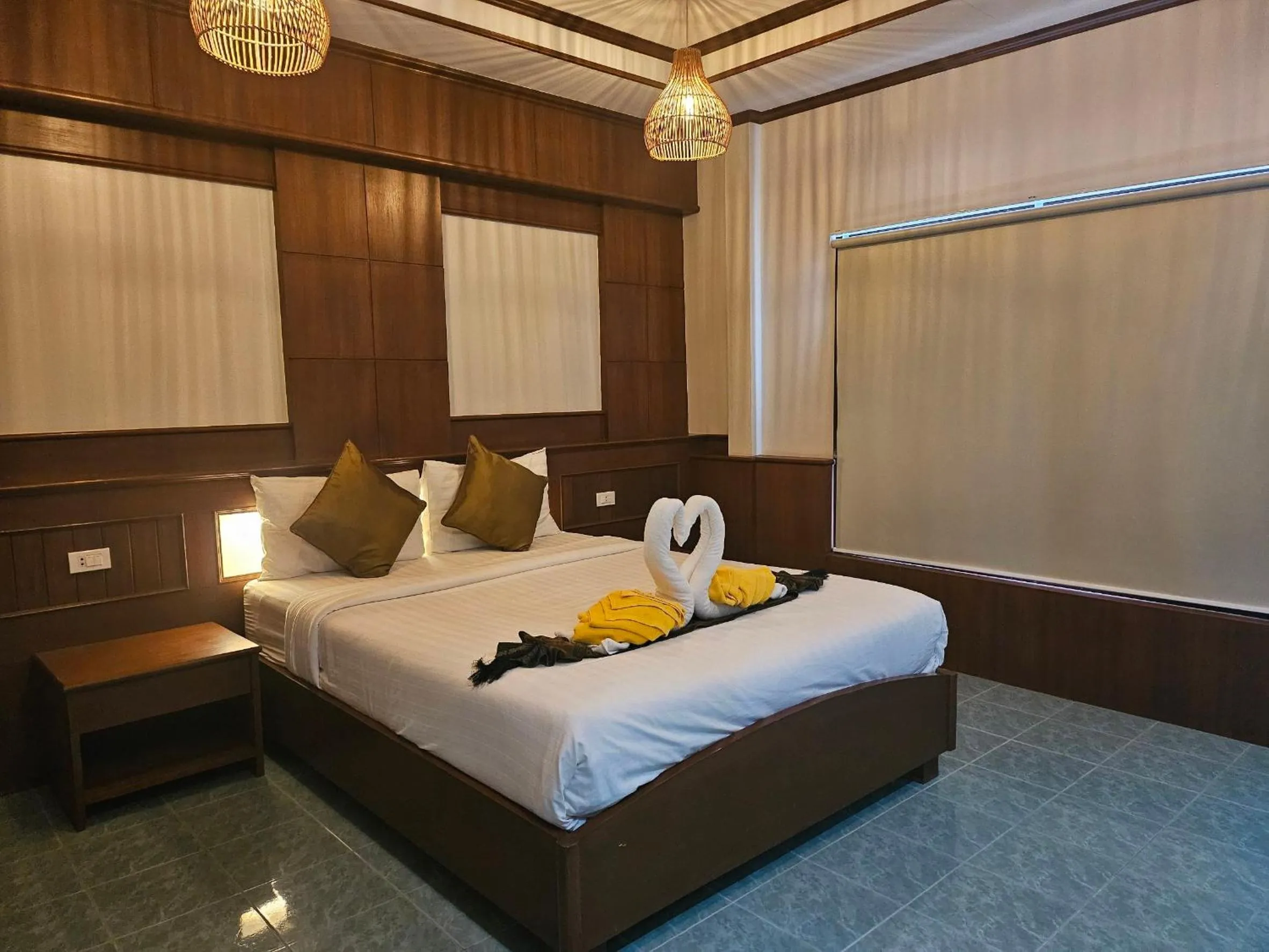 Bed in Rin Beach Resort
