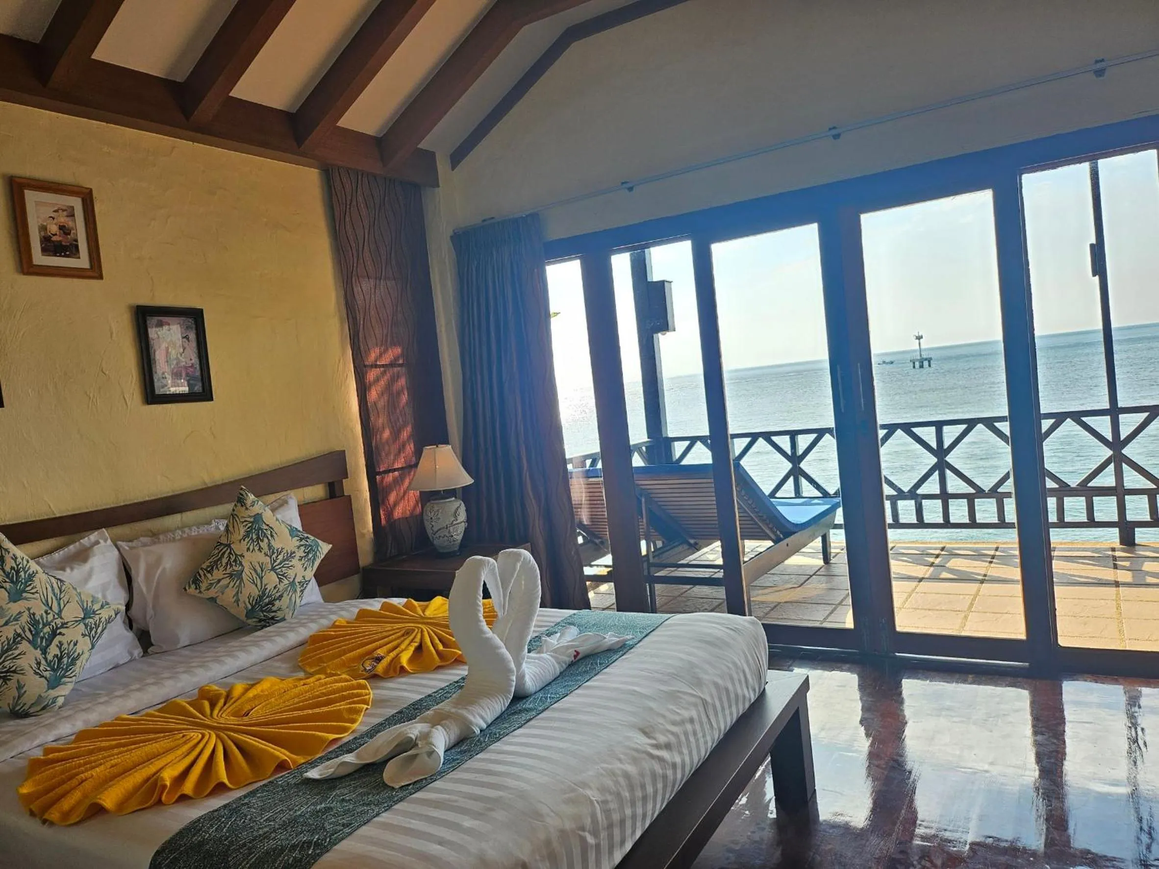 Bed in Rin Beach Resort