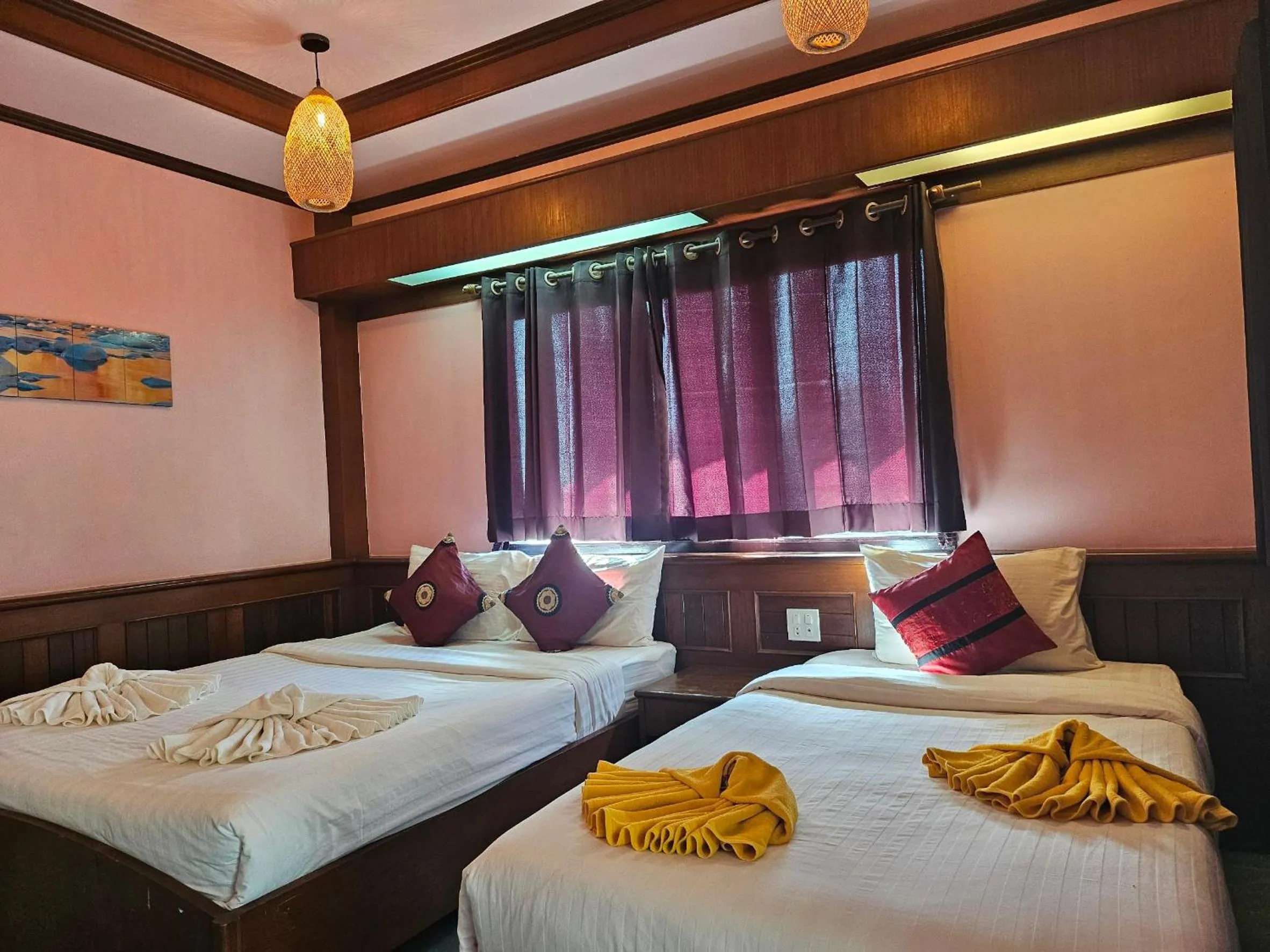 Bed in Rin Beach Resort