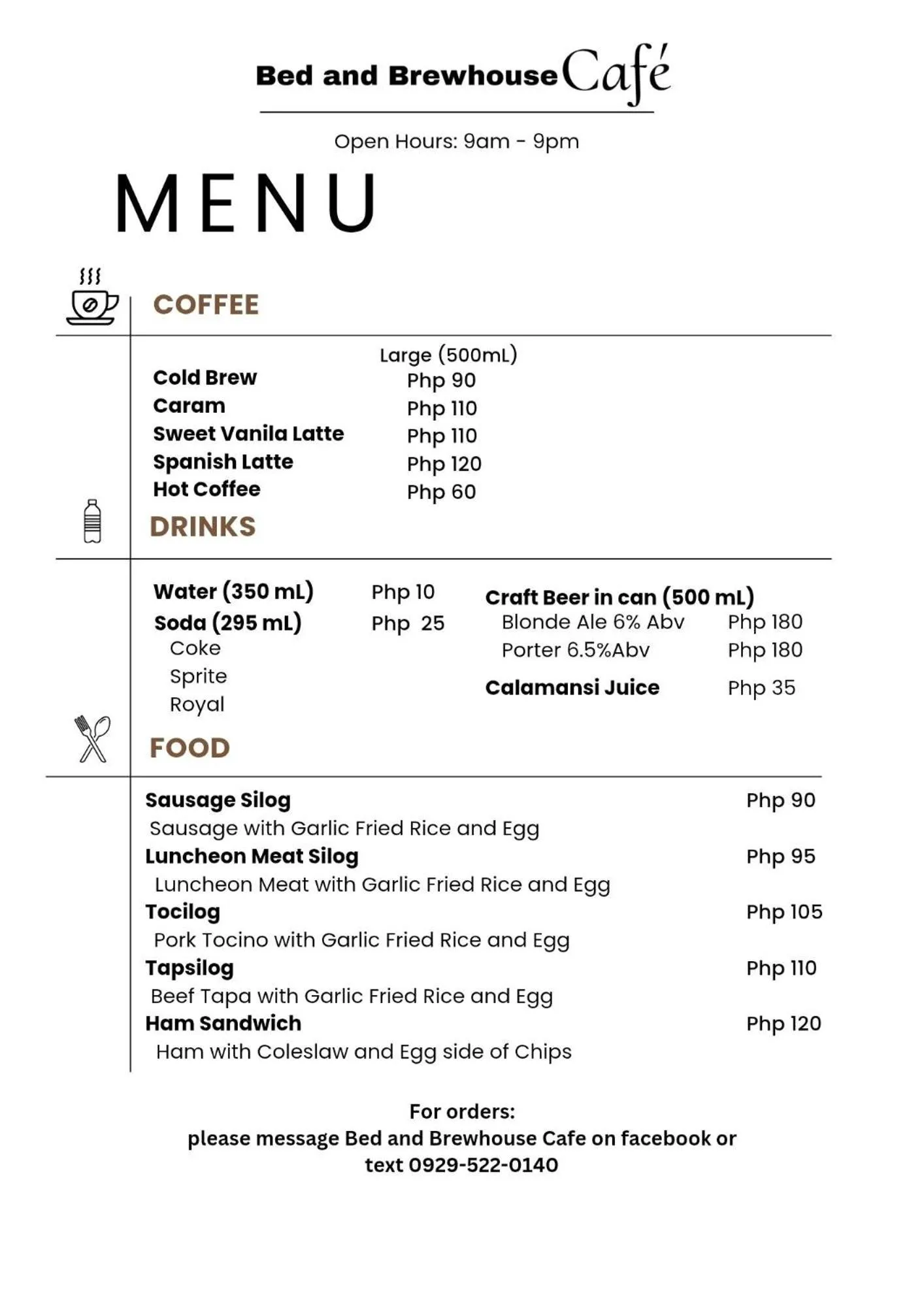 Food and drinks in Bed and Brewhouse Sucat