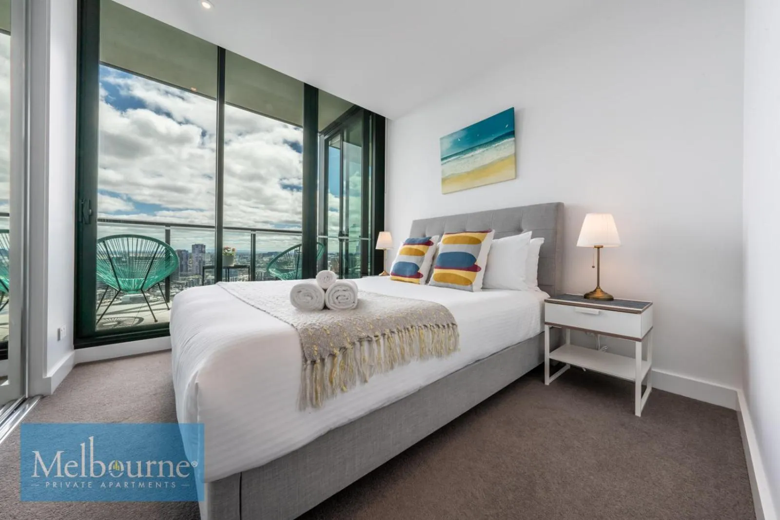 Bedroom, Bed in Melbourne Private Apartments - Collins Wharf Waterfront, Docklands