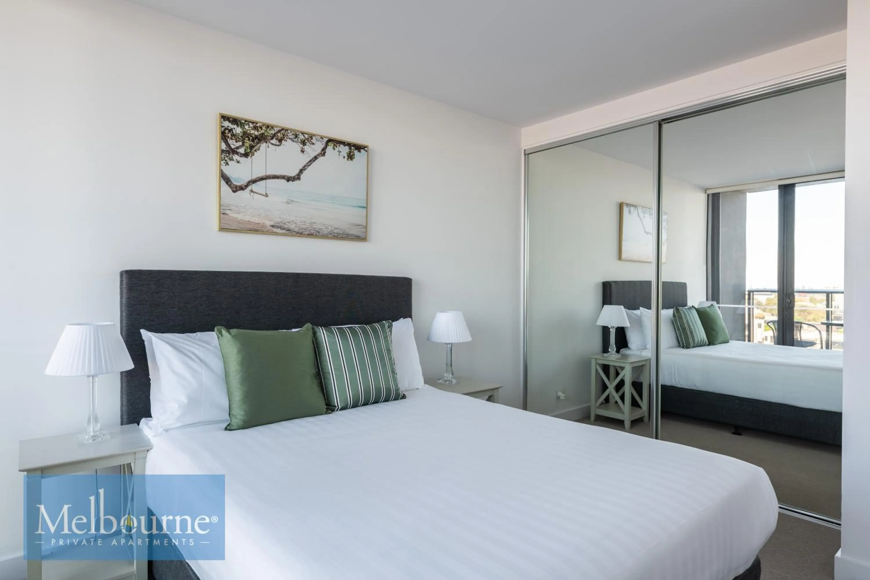 Bedroom, Bed in Melbourne Private Apartments - Collins Wharf Waterfront, Docklands
