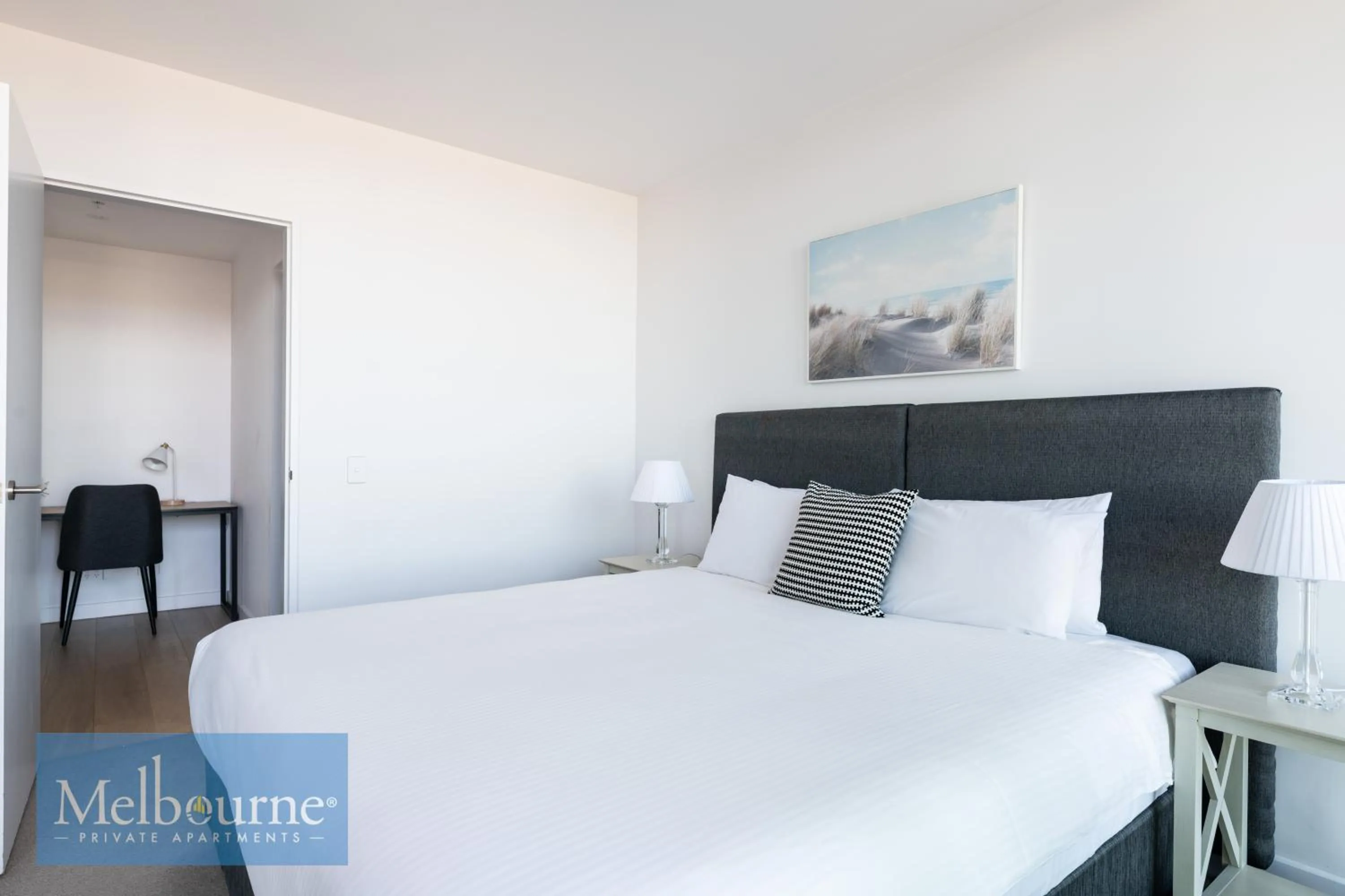 Bedroom, Bed in Melbourne Private Apartments - Collins Wharf Waterfront, Docklands