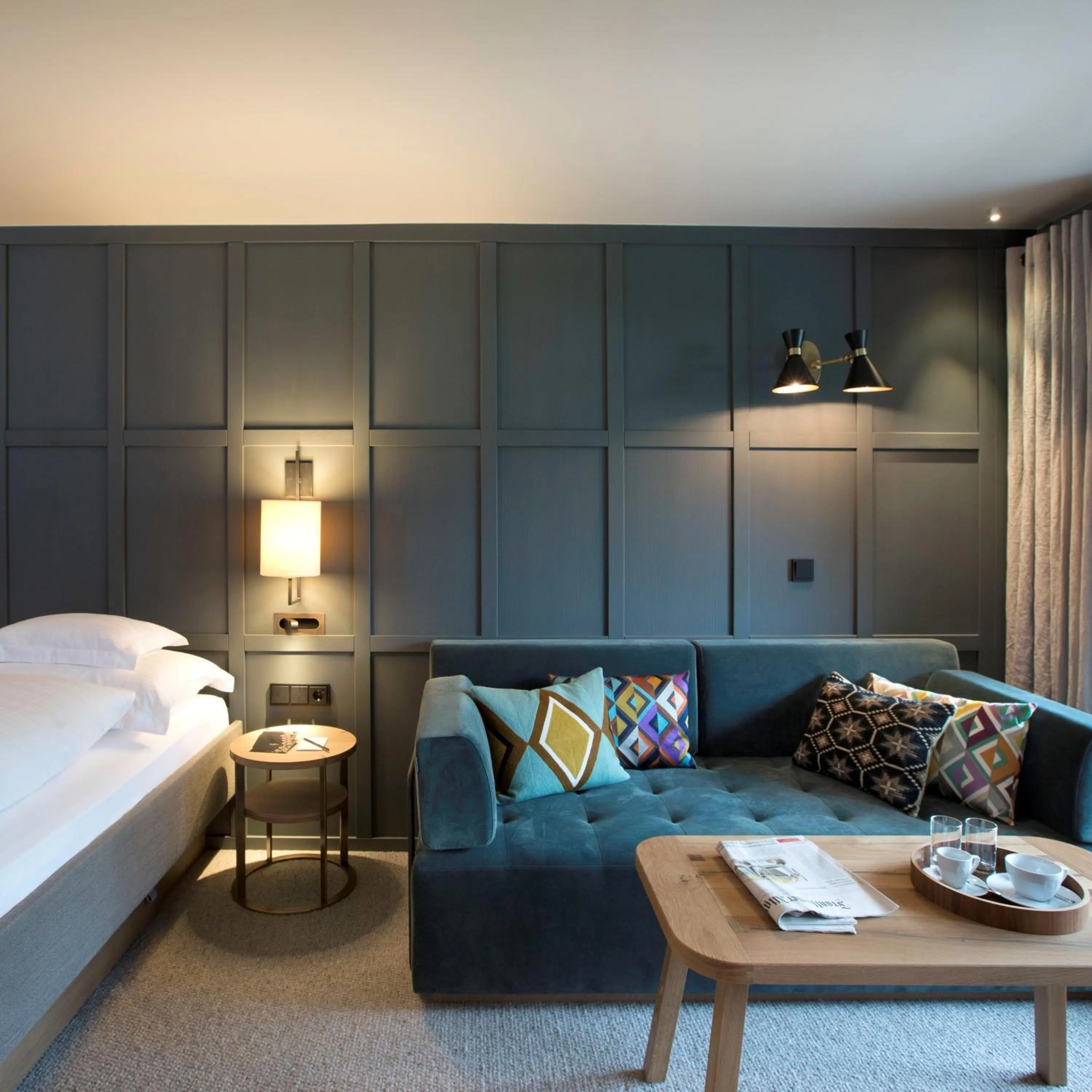 Seating area, Bed in Hotel Berghof