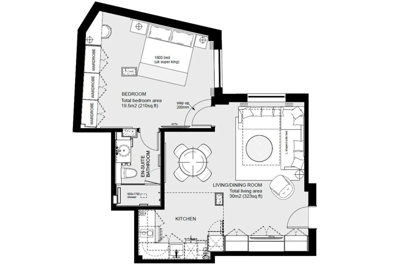 Floor plan in 15 Basil Street Knightsbridge, Luxury Serviced Apartments