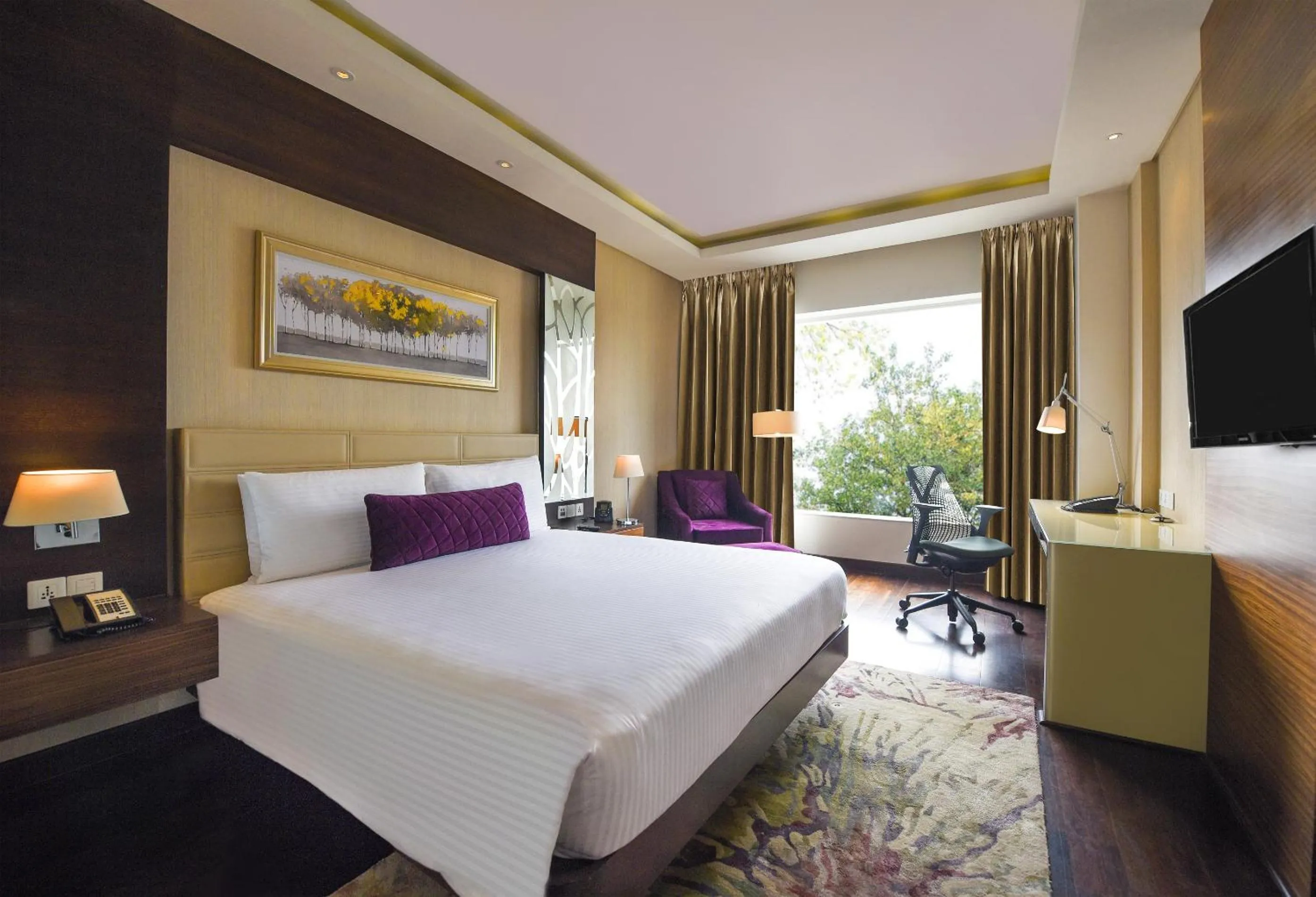 View (from property/room), Bed in DoubleTree by Hilton Gurugram Baani Square