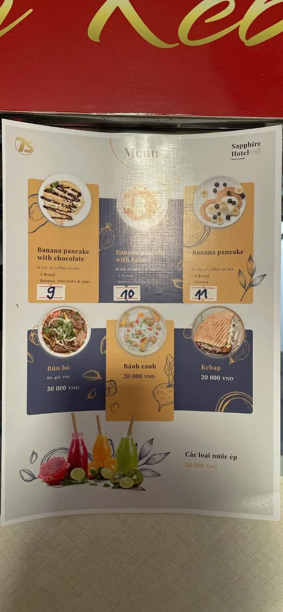 Food and drinks in Sapphire Hotel Hue