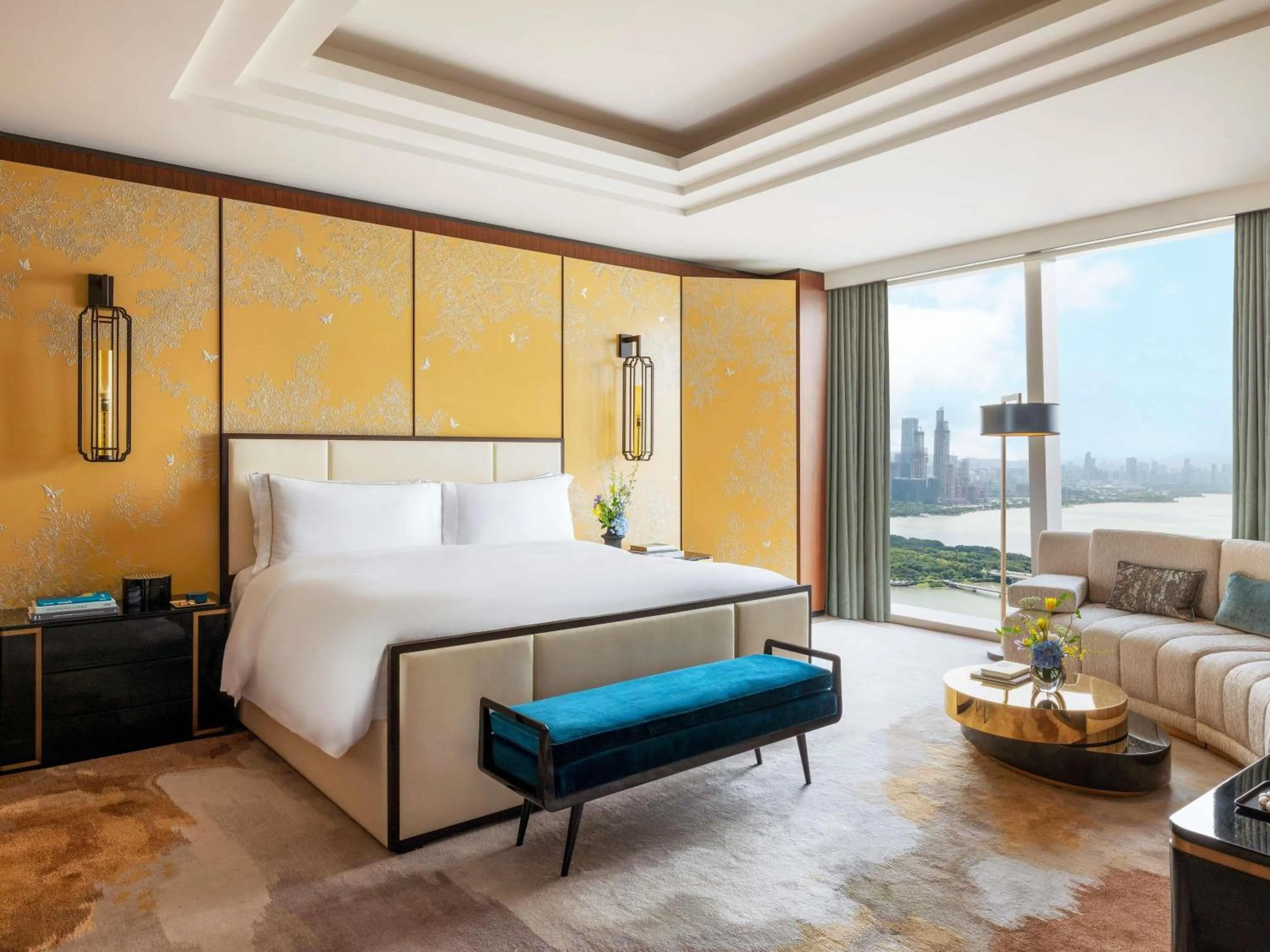 Photo of the whole room, Bed in Raffles Shenzhen, Situated in the heart of One Shenzhen Bay, Book Now to Enjoy Free Minibar and Happy Hour Privileges at Long Bar on 71F