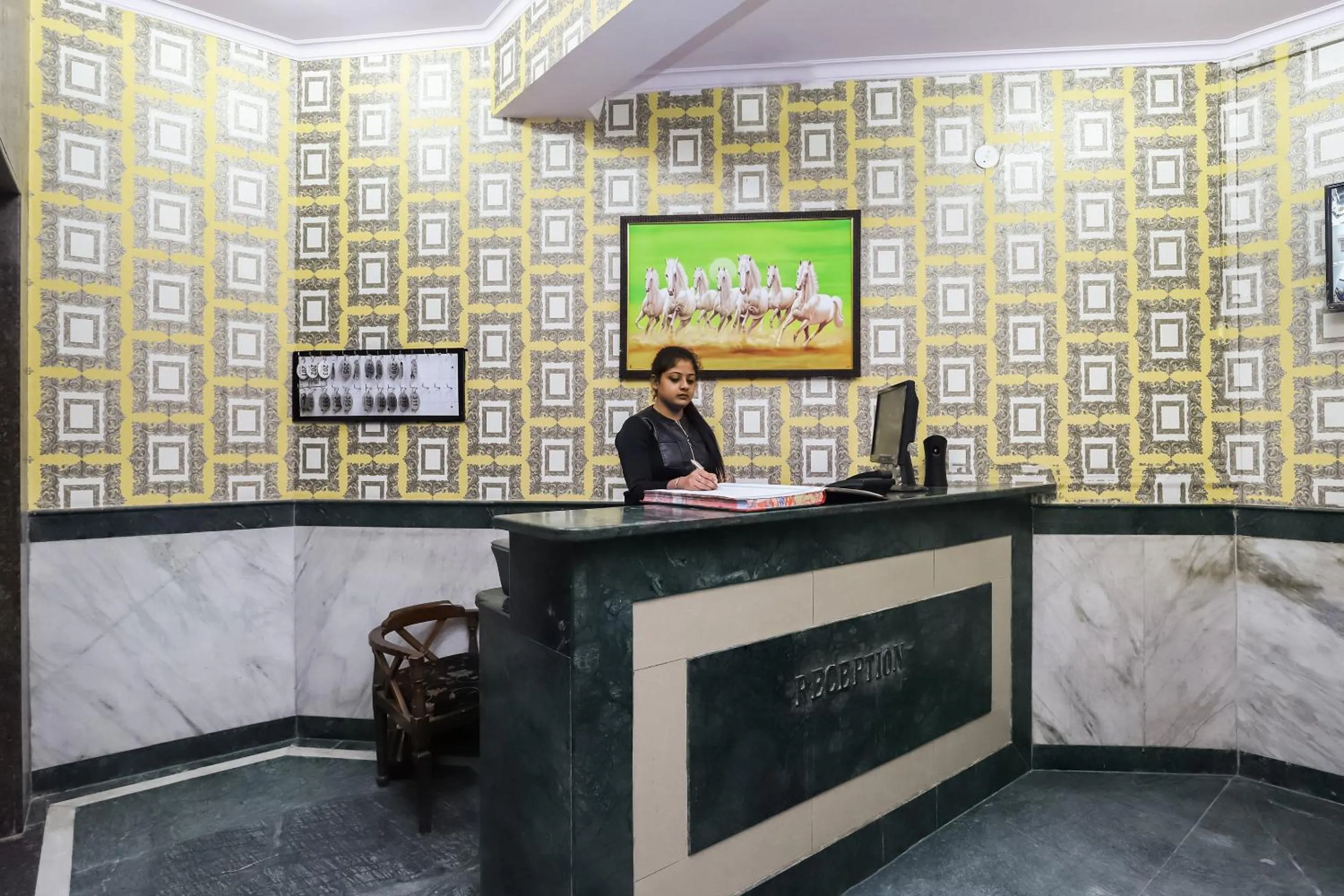 Lobby or reception in Collection O Ramji Grand Near Tdi Mall
