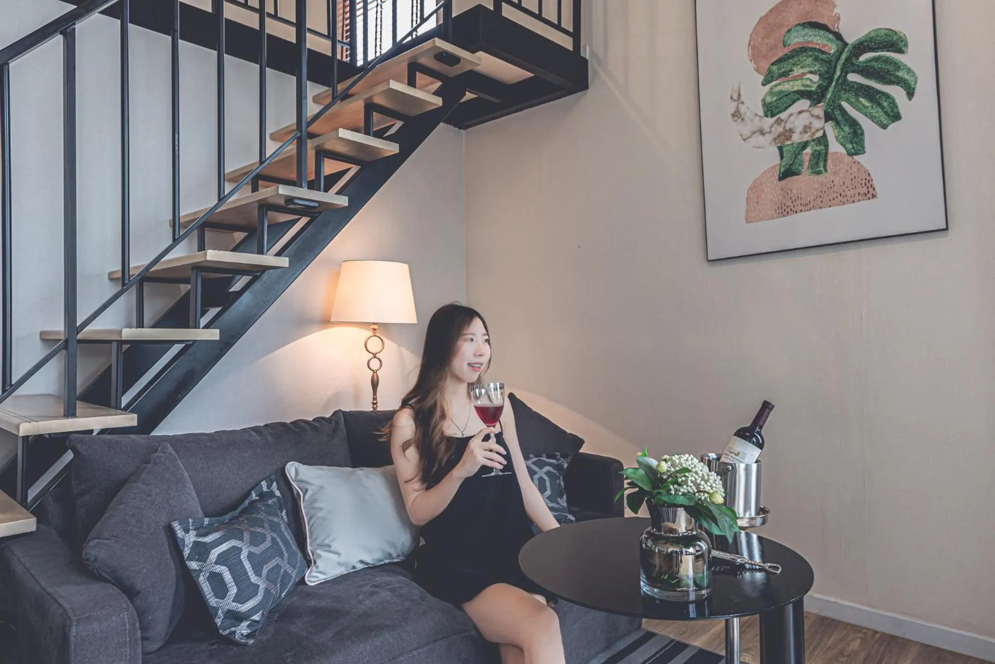 Living room in Q-Box Hotel Bangkok Blossom (SHA Plus)