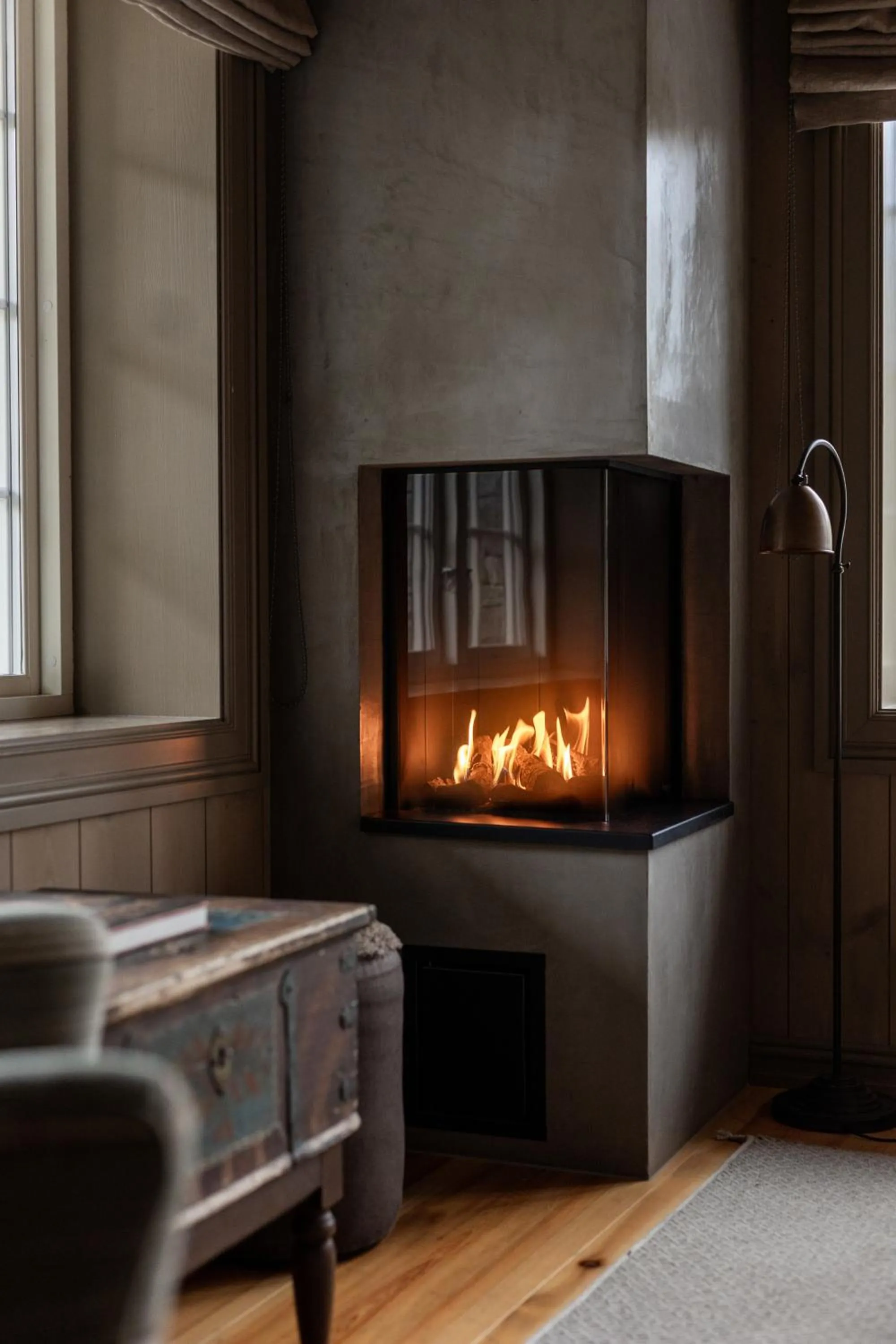 fireplace in Storfjord Hotel