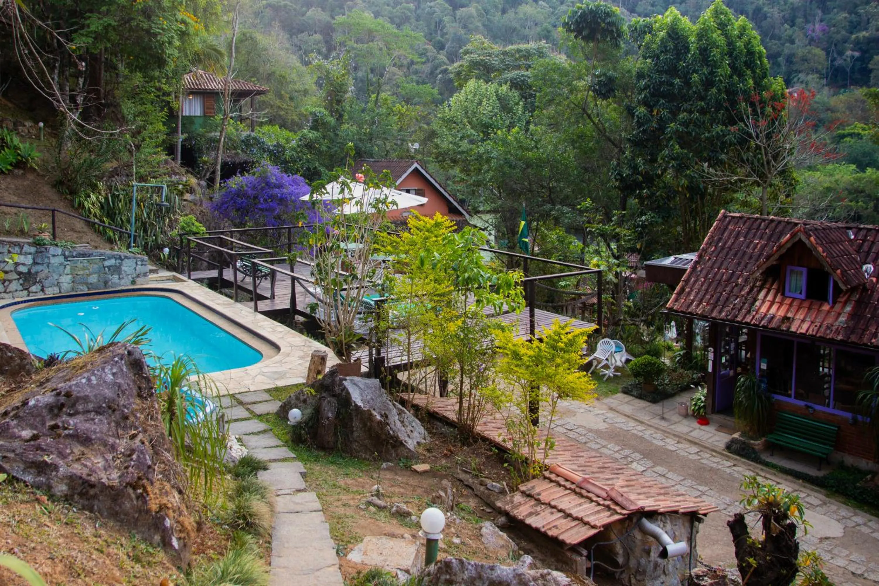 Pool view in Pousada Moriá