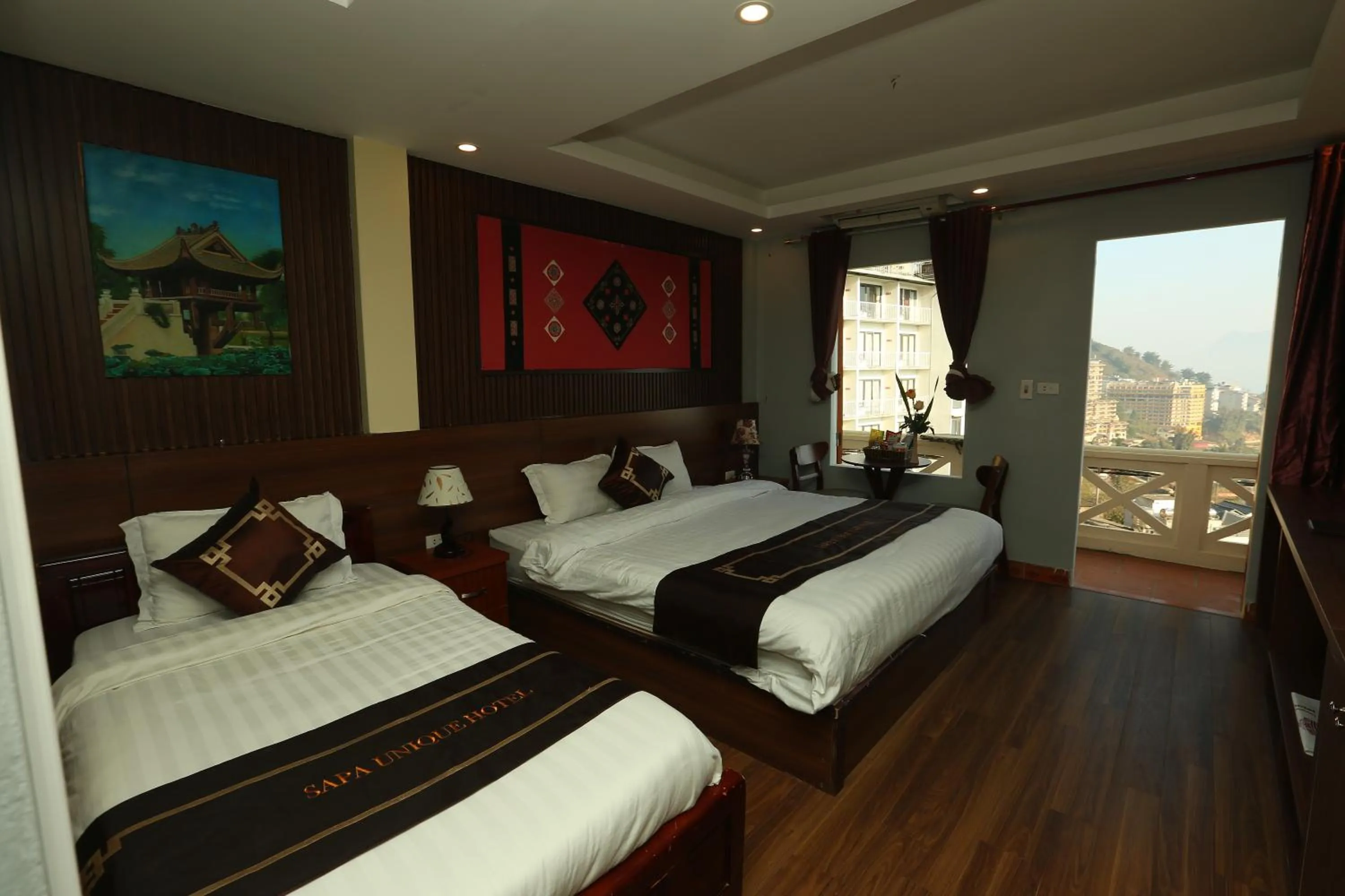 Bed in Sapa Unique Hotel