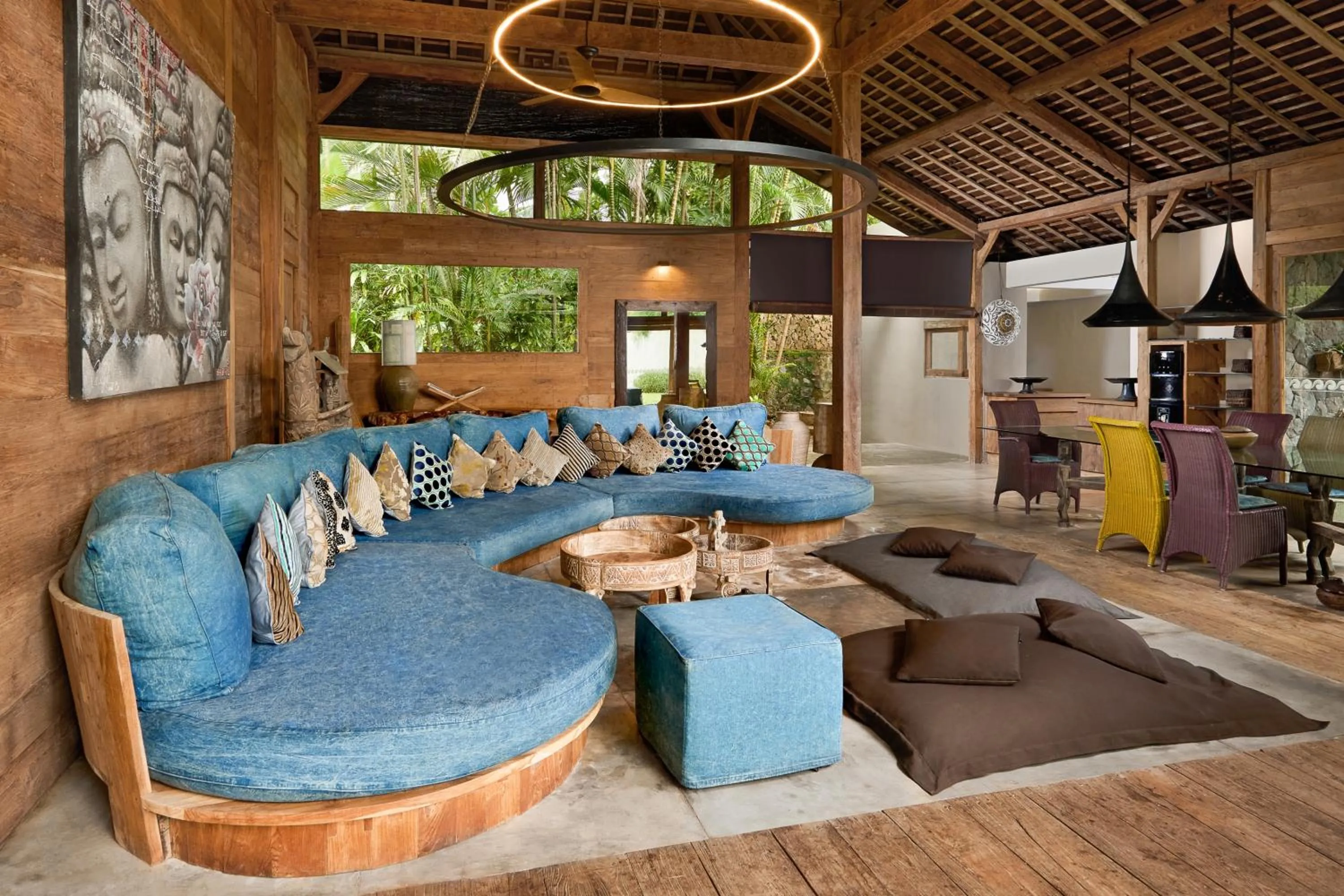 Seating area in Blue Karma Village