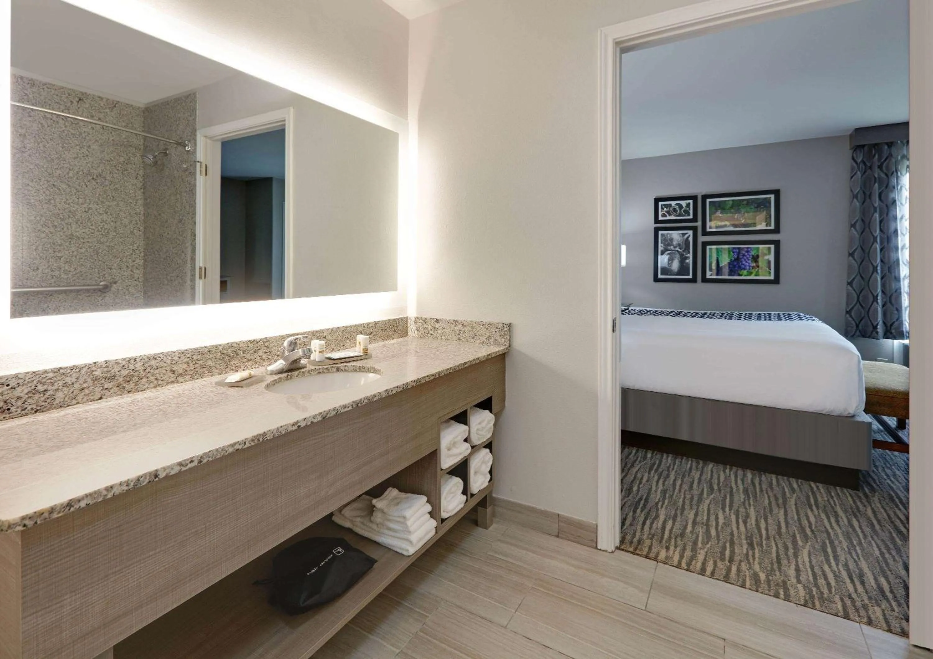 Bathroom, Bed in La Quinta by Wyndham Fredericksburg