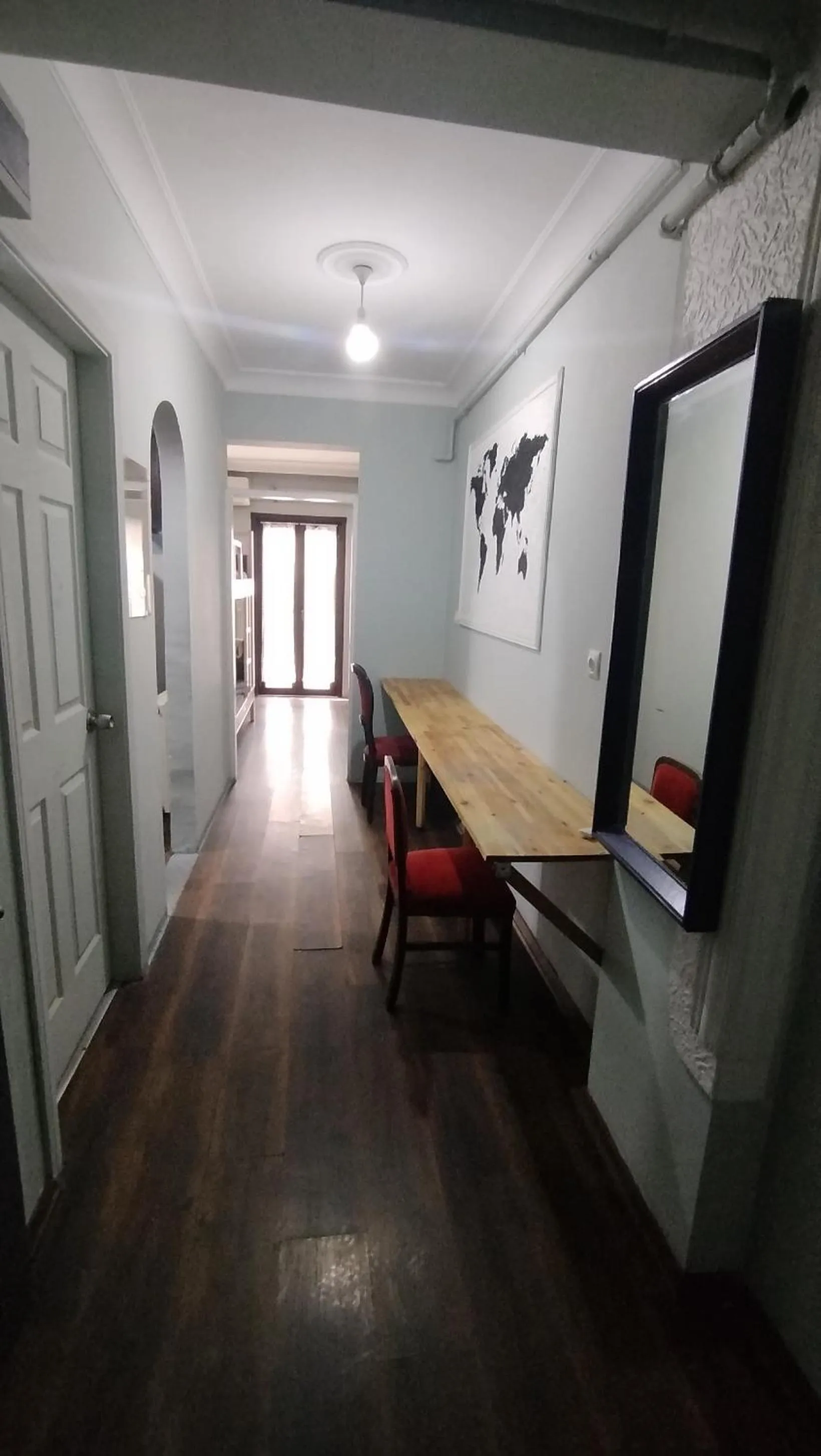 Seating area in ivy hostel cafe