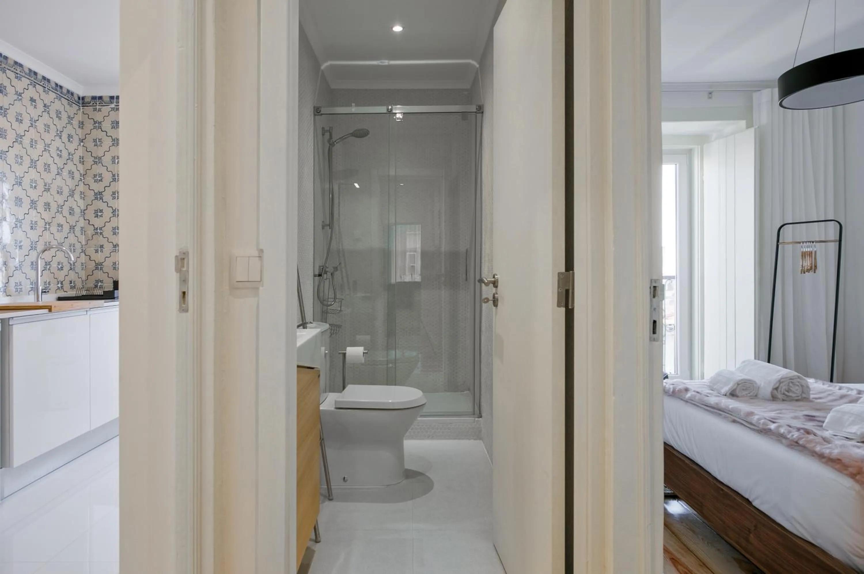 Bathroom, Bed in Hip Tailor Made Duplex Penthouse in Bairro Alto