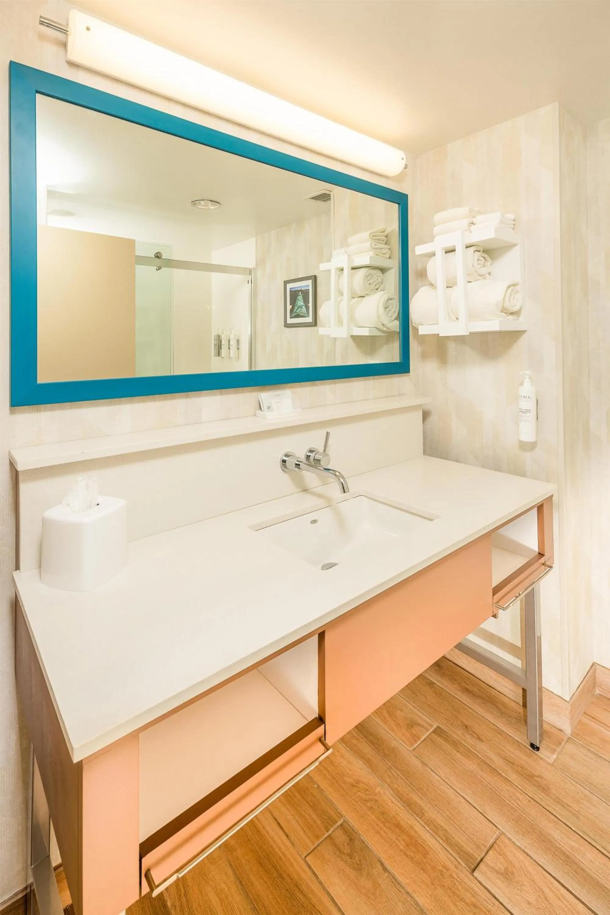 Bathroom, Bed in Hampton Inn & Suites St. Augustine-Vilano Beach