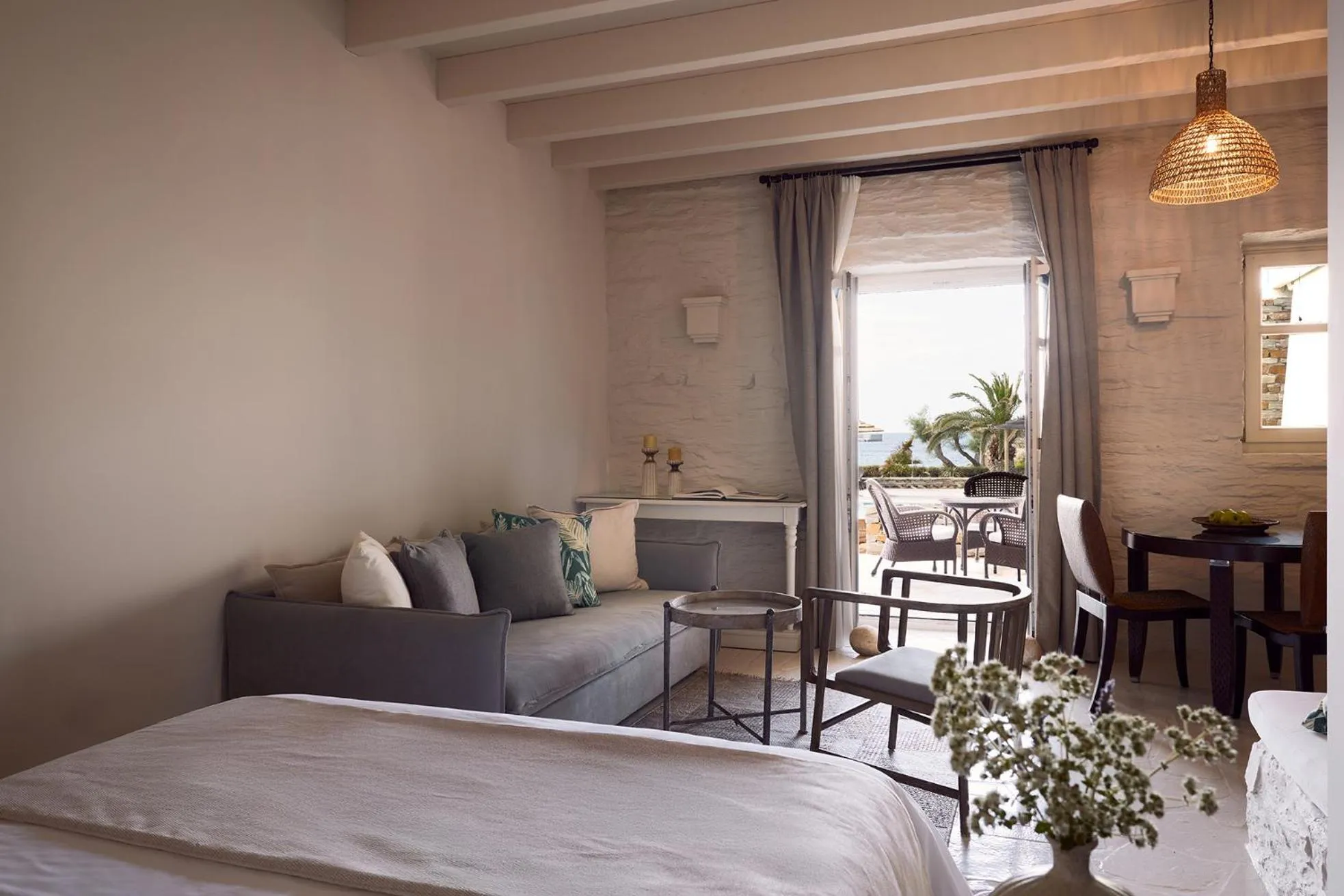 Living room, Bed in Porto Kea Suites by Sandglass