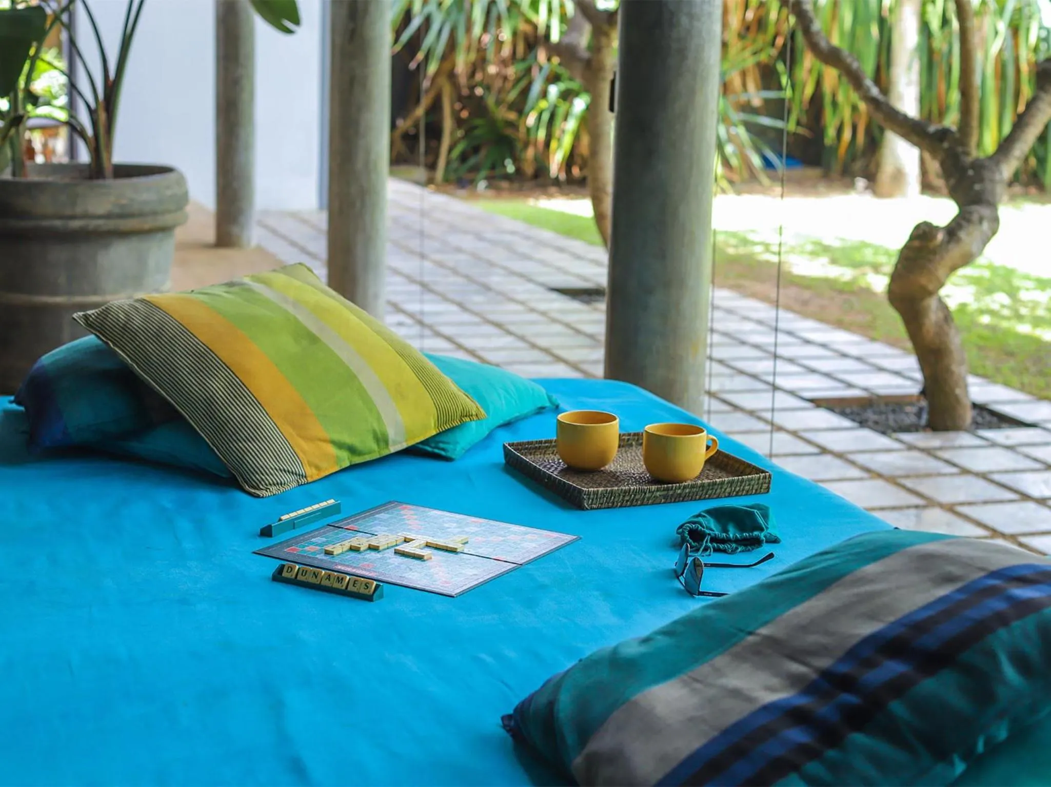 Living room in Saffron & Blue
