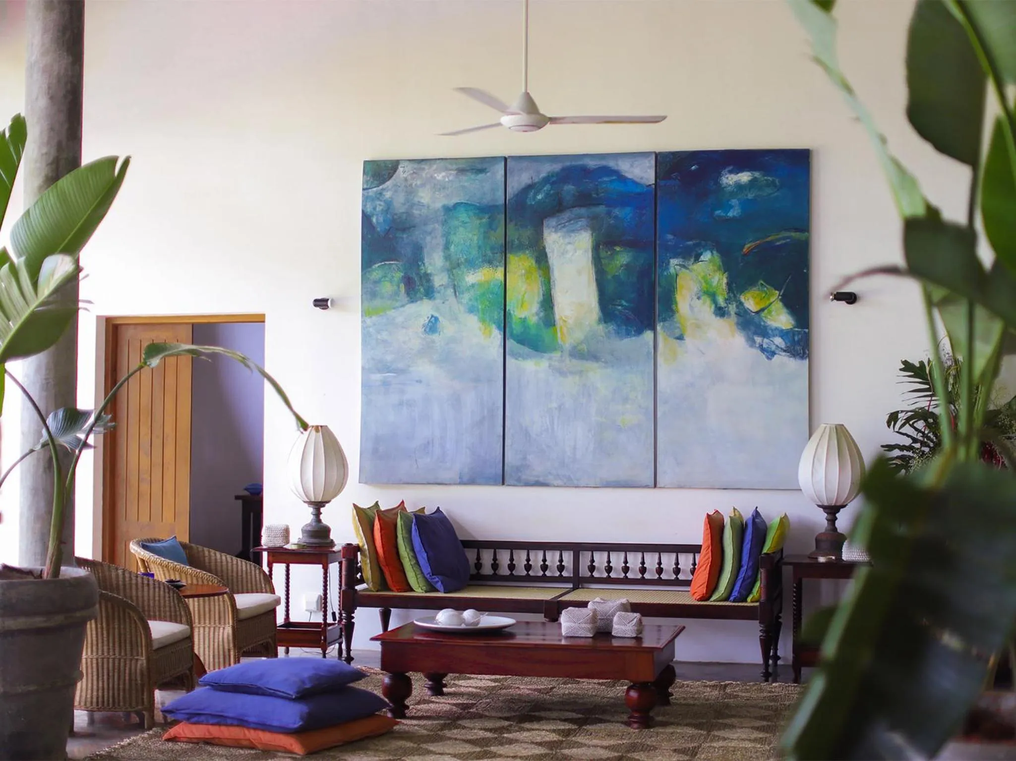 Living room in Saffron & Blue