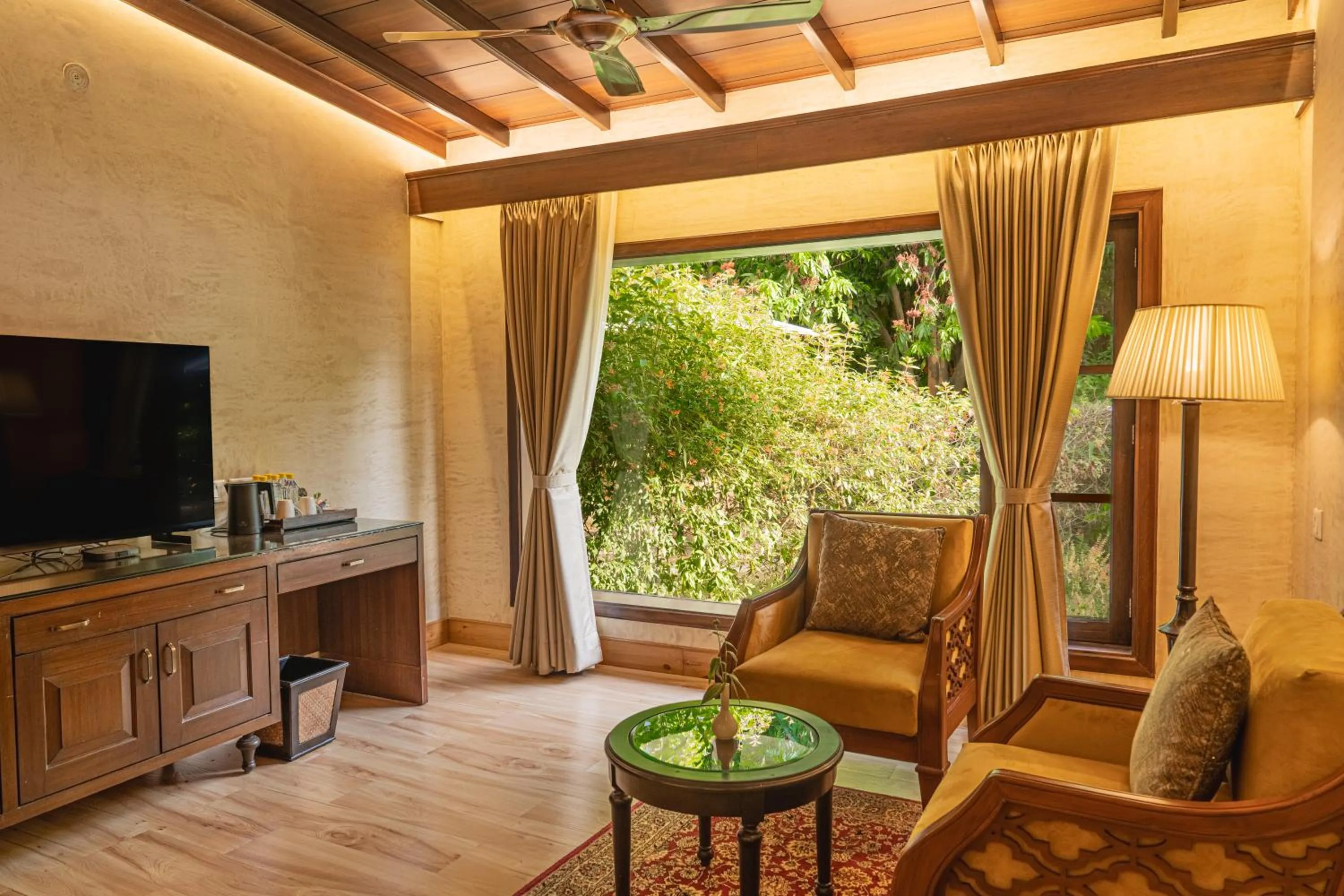 Seating area in Aahana Resort - Jim Corbett