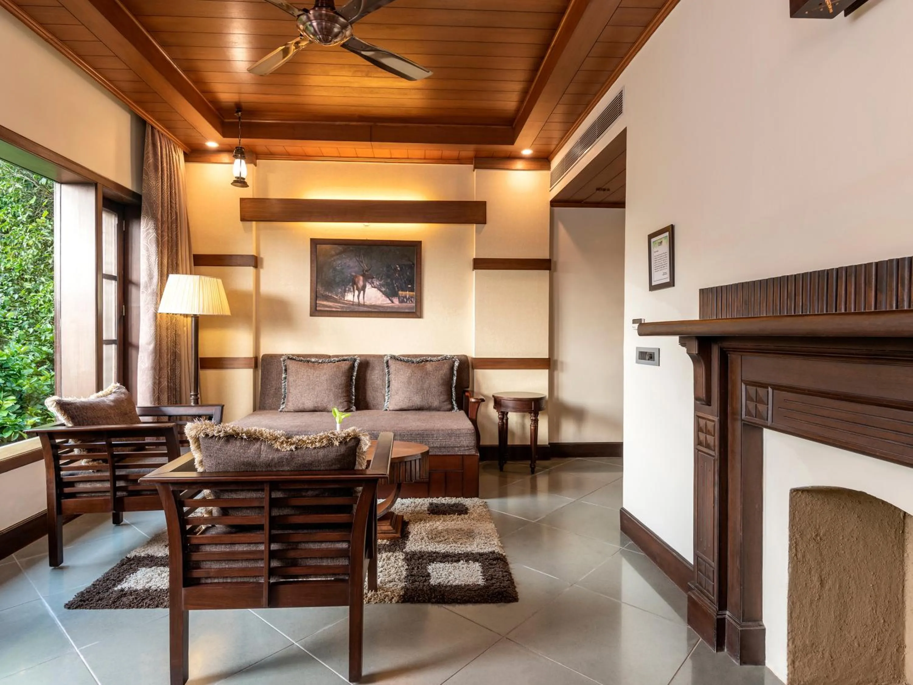 Seating area in Aahana Resort - Jim Corbett