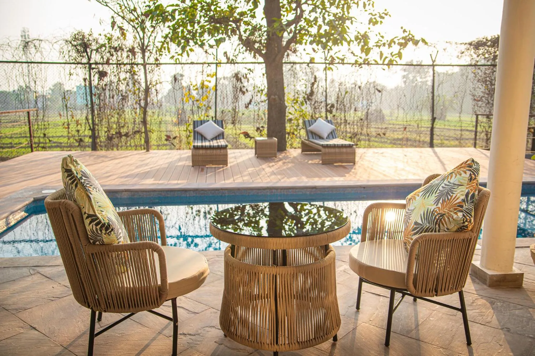 Seating area in Aahana Resort - Jim Corbett