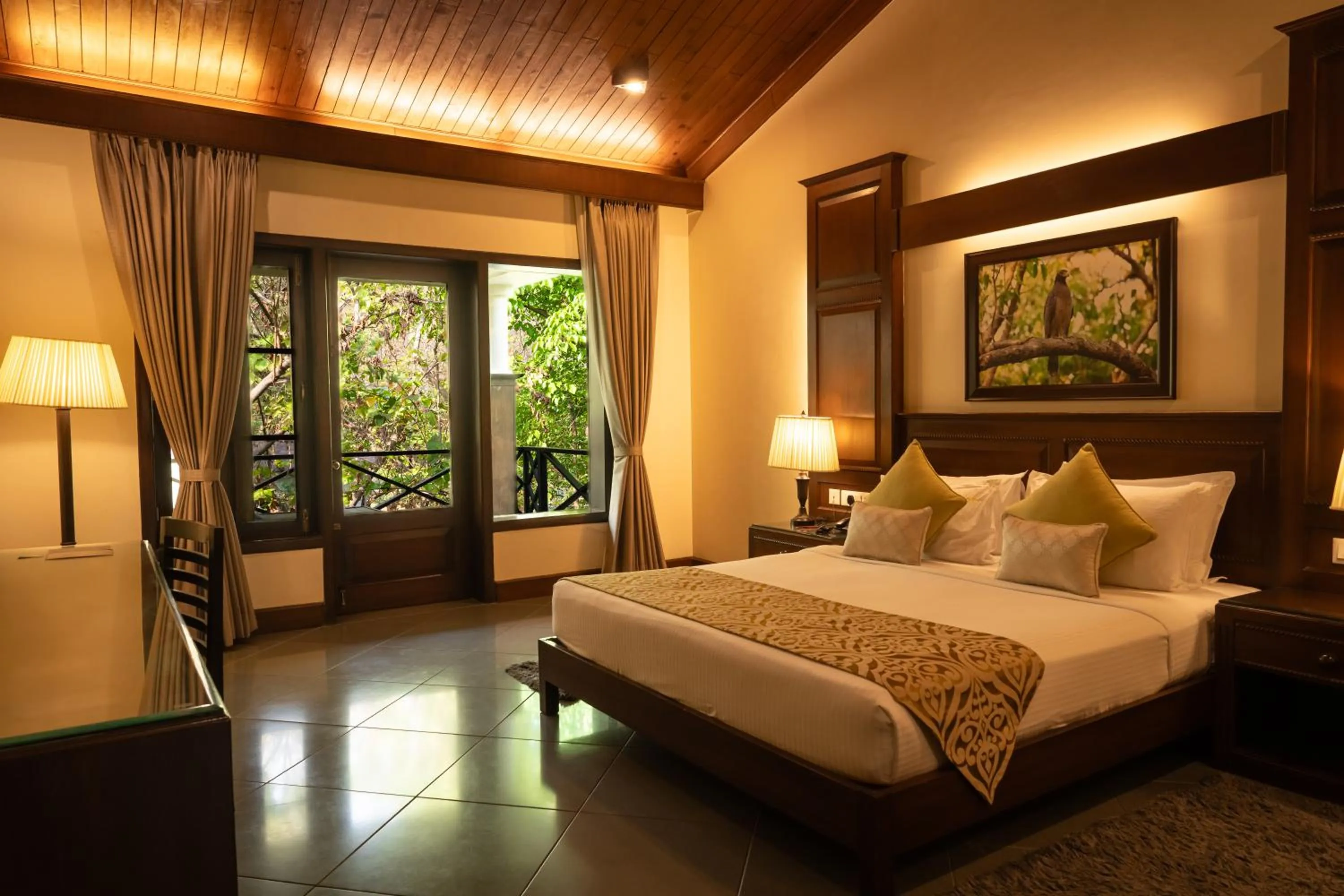 View (from property/room), Bed in Aahana Resort - Jim Corbett