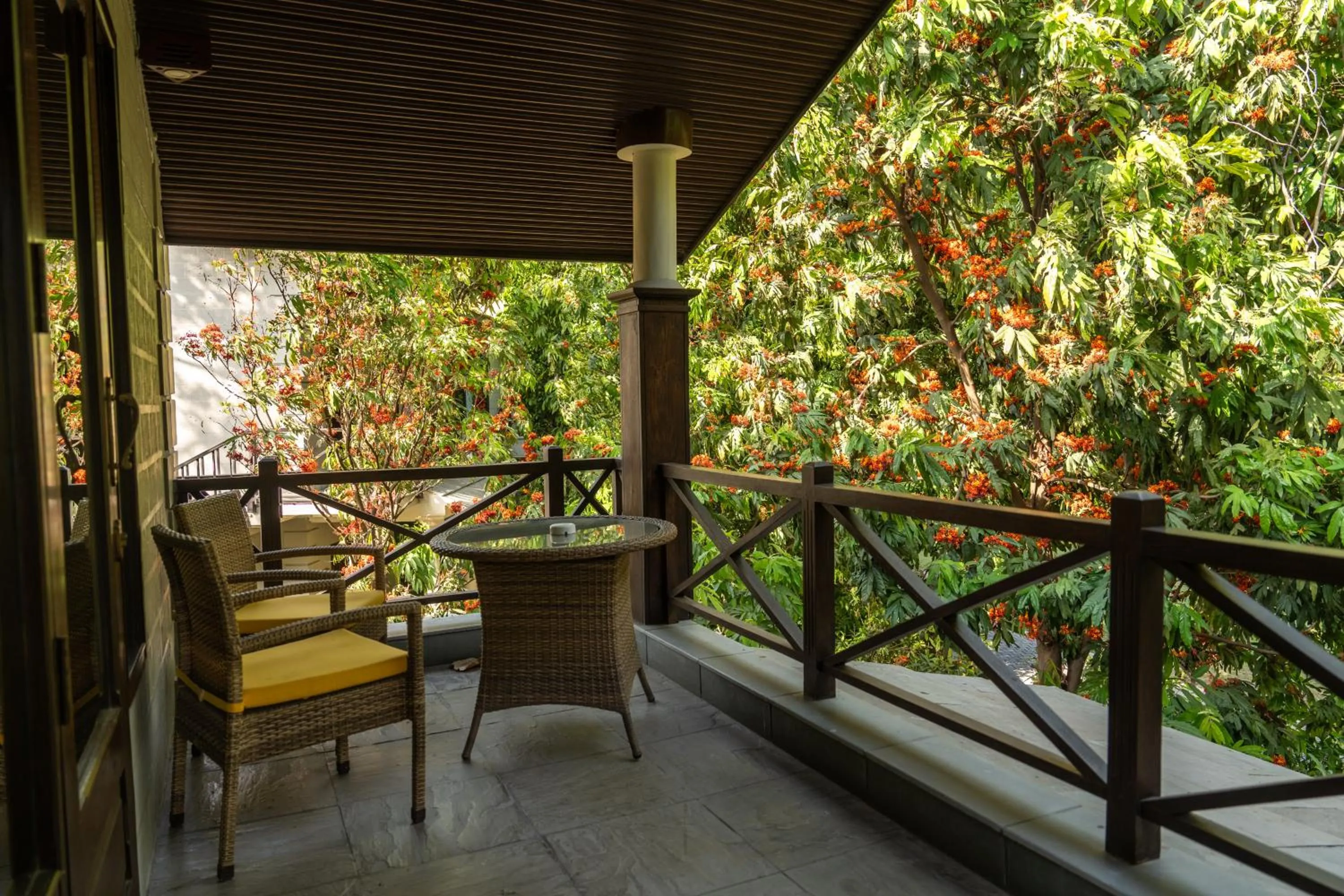 Seating area in Aahana Resort - Jim Corbett