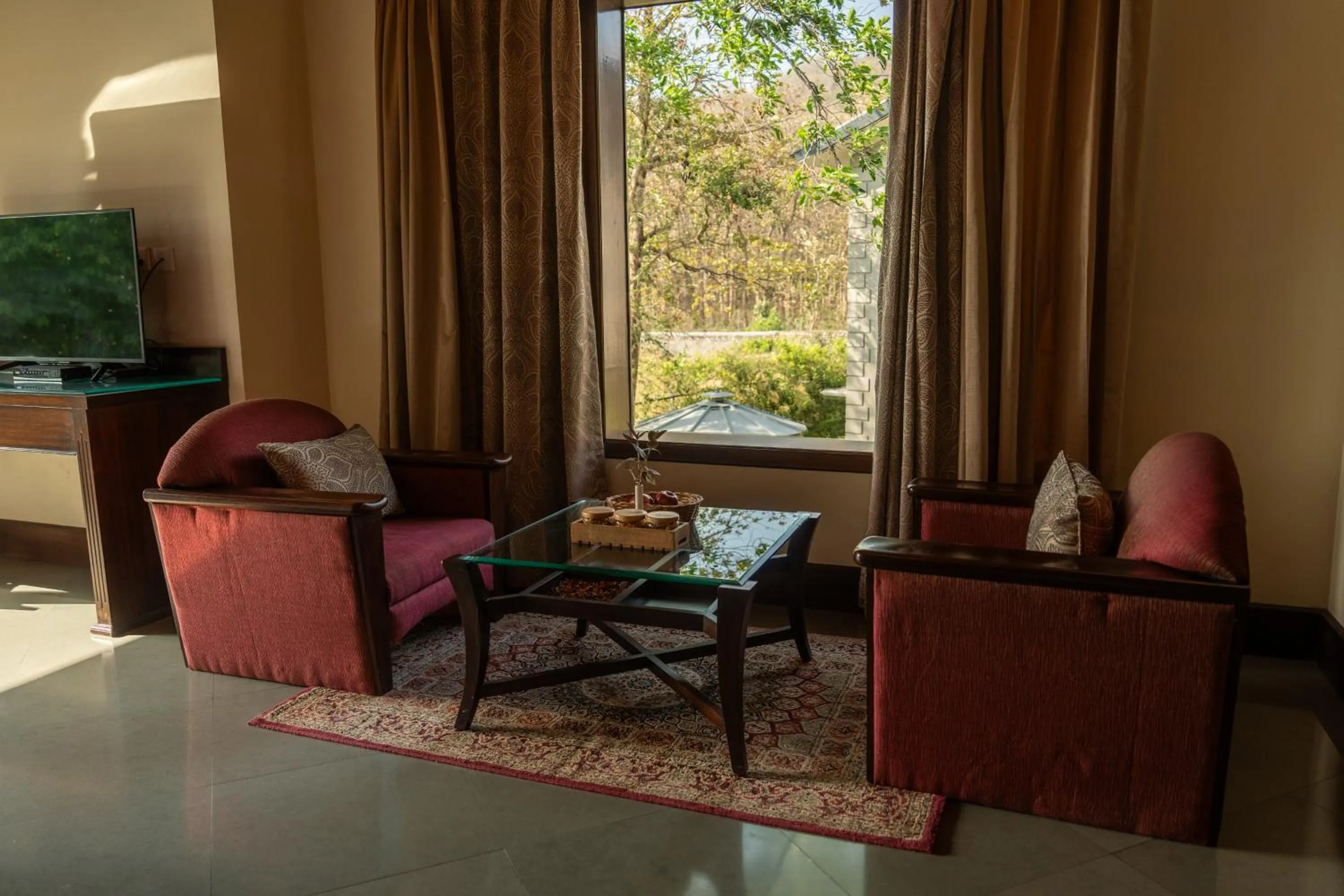 Seating area in Aahana Resort - Jim Corbett