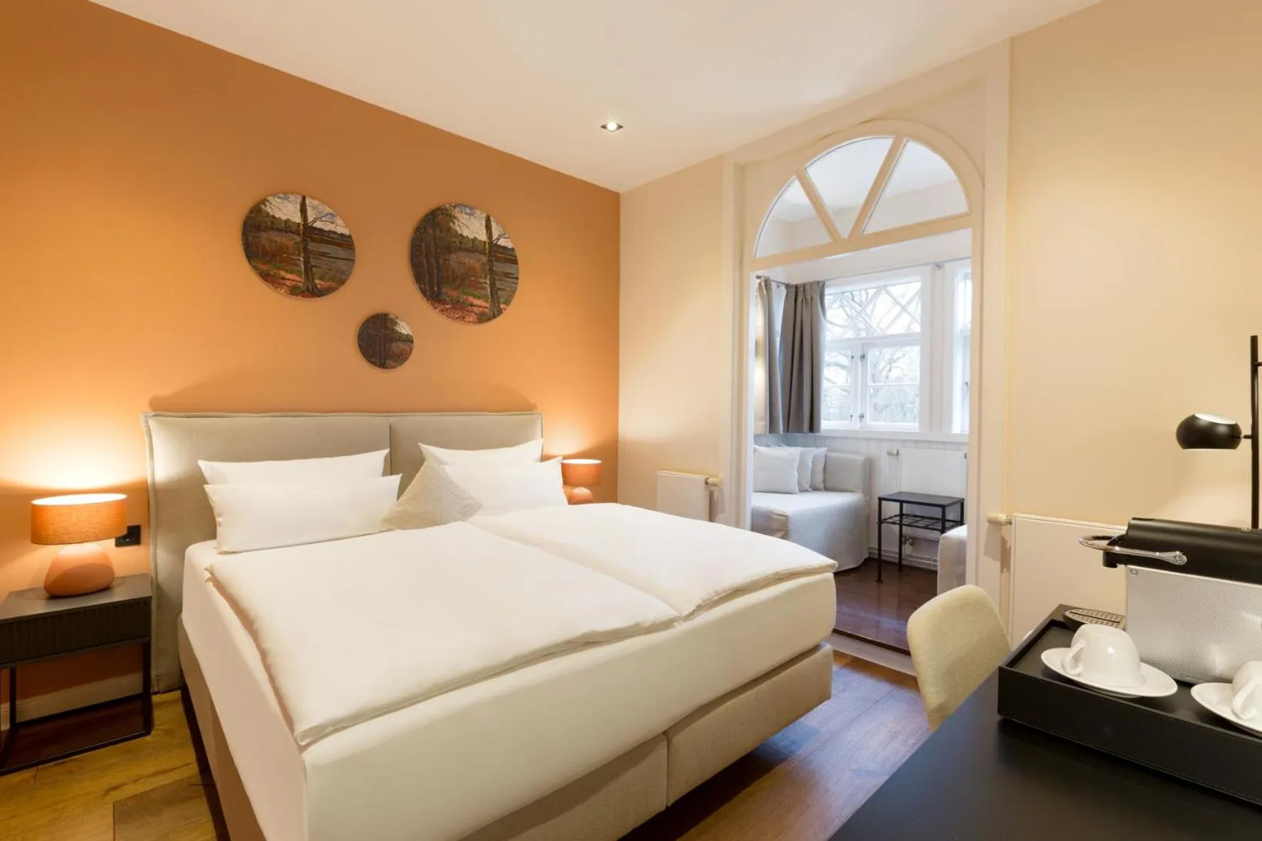 Bed in Hotel Künstlerquartier Seezeichen