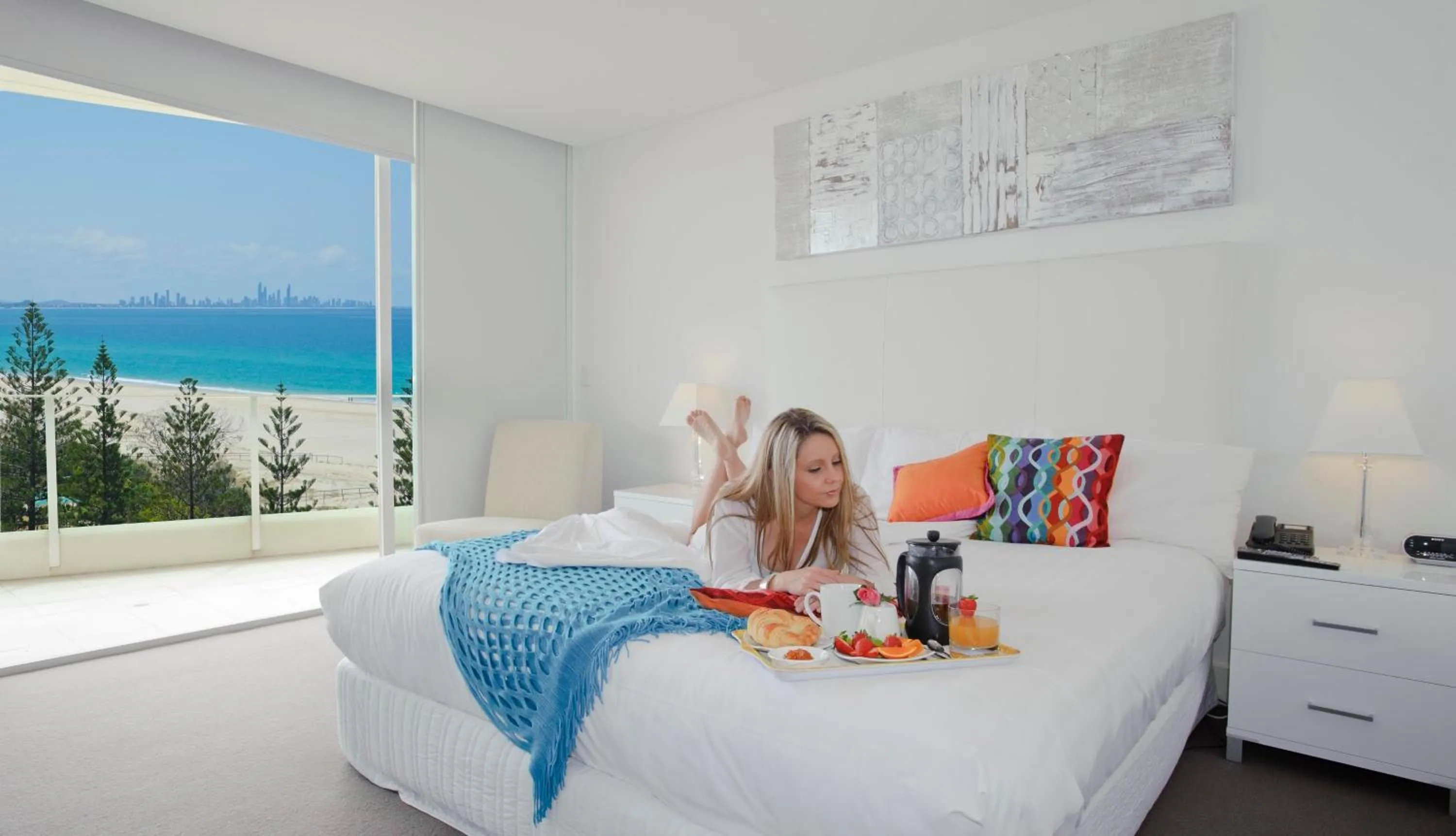 People, Bed in Kirra Surf Apartments