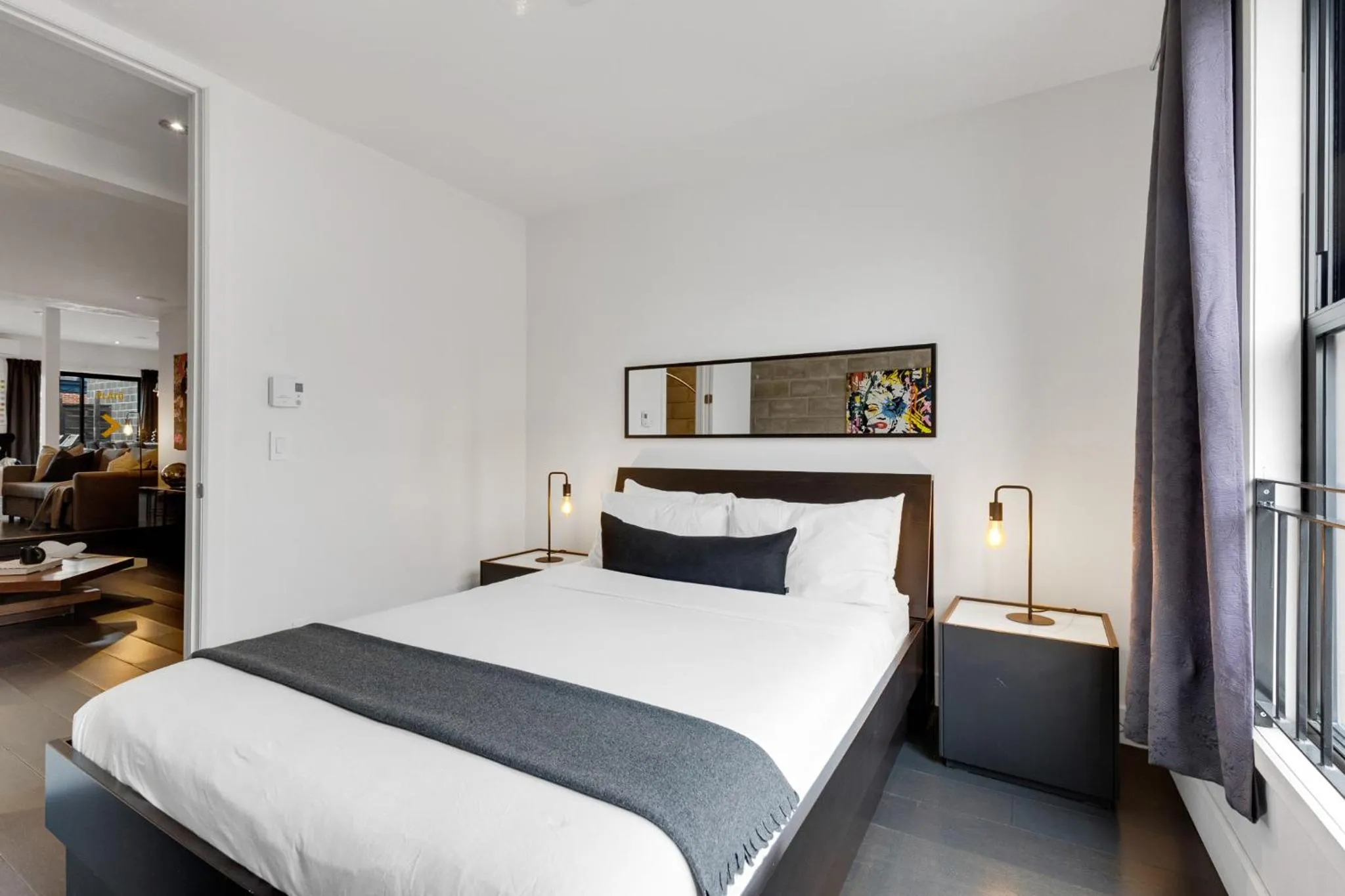 Photo of the whole room, Bed in LiV MTL Plato