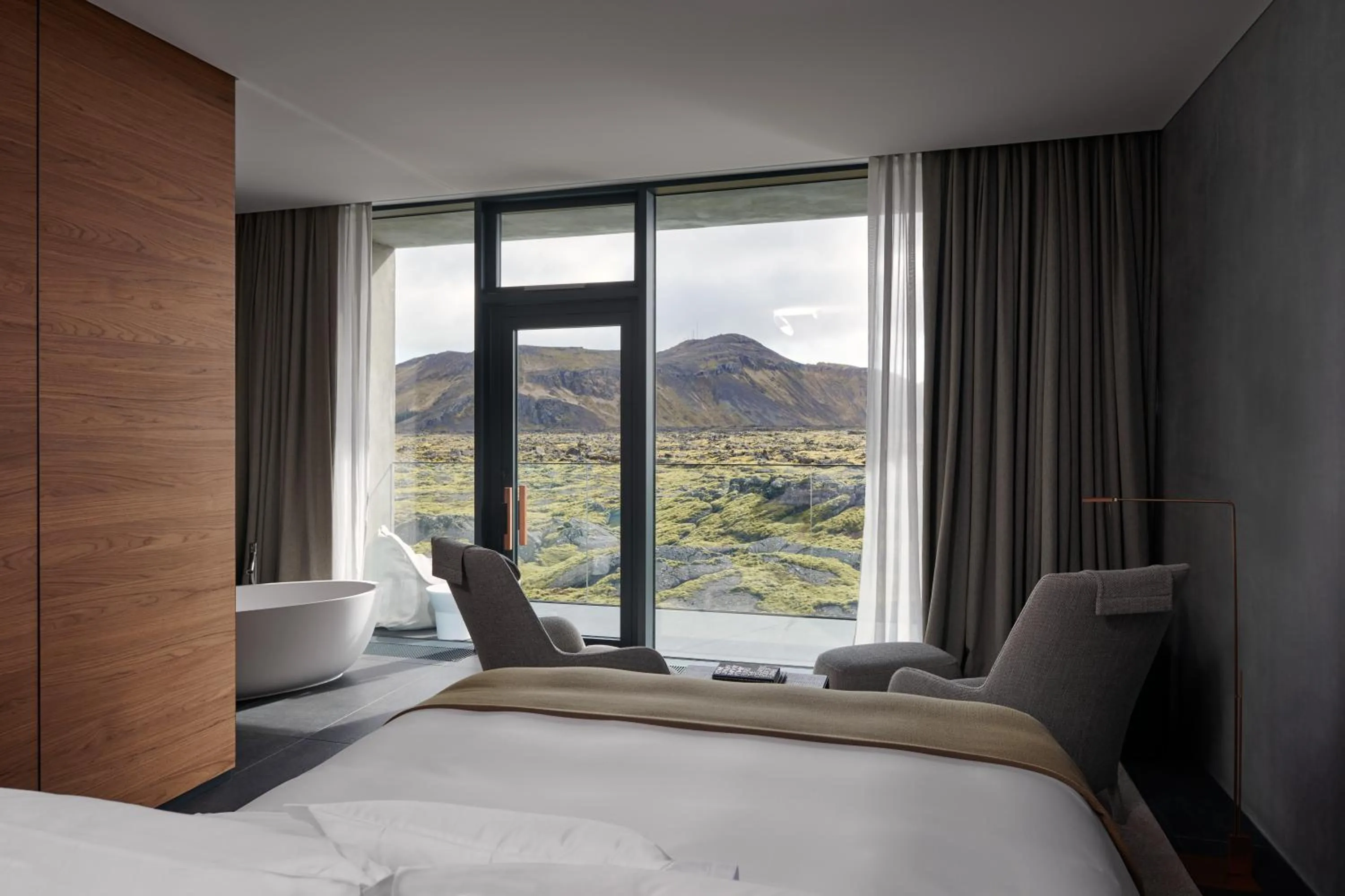 View (from property/room), Bed in The Retreat at Blue Lagoon Iceland