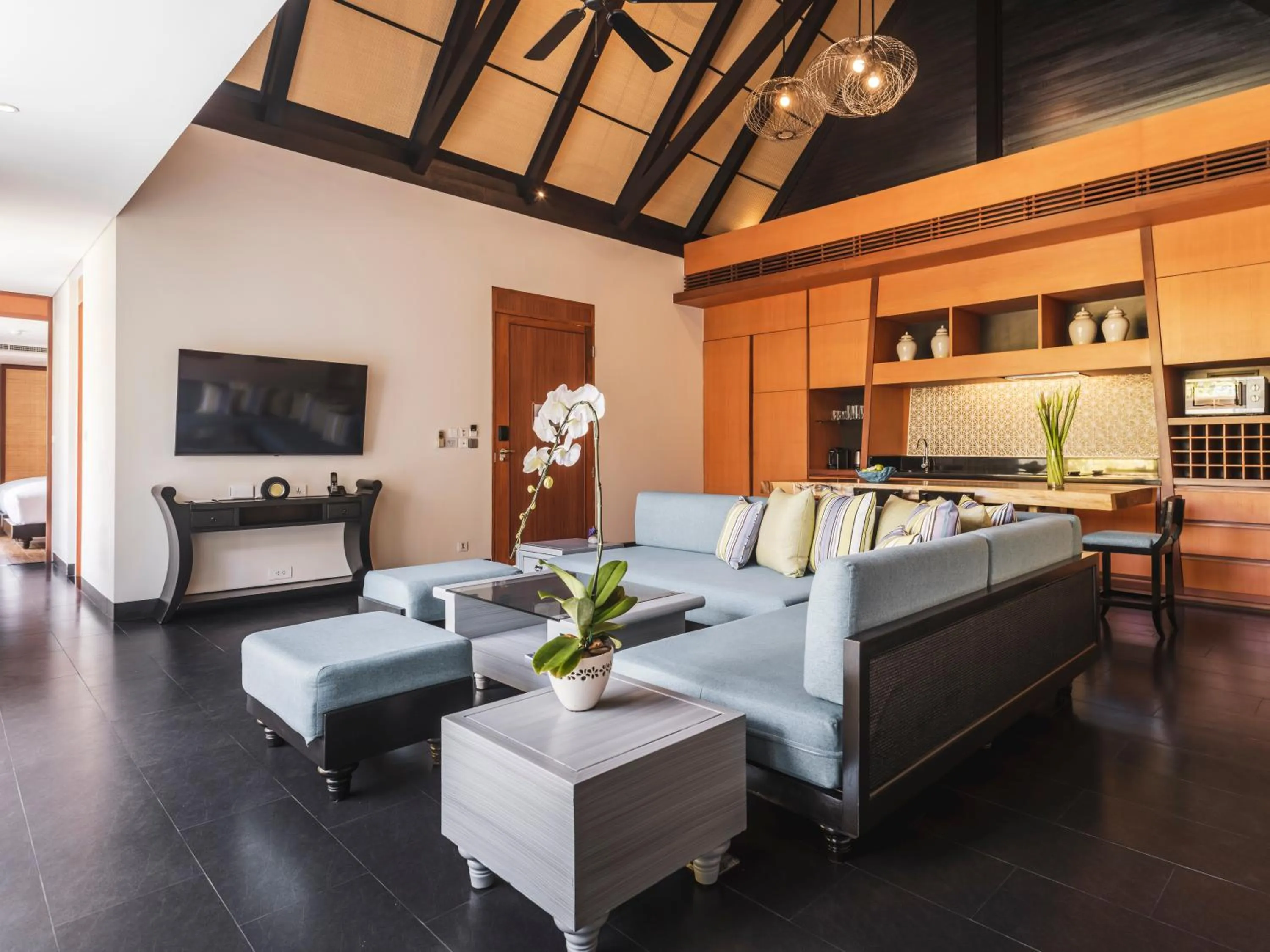 Living room, Bed in Anantara Mai Khao Phuket Villas