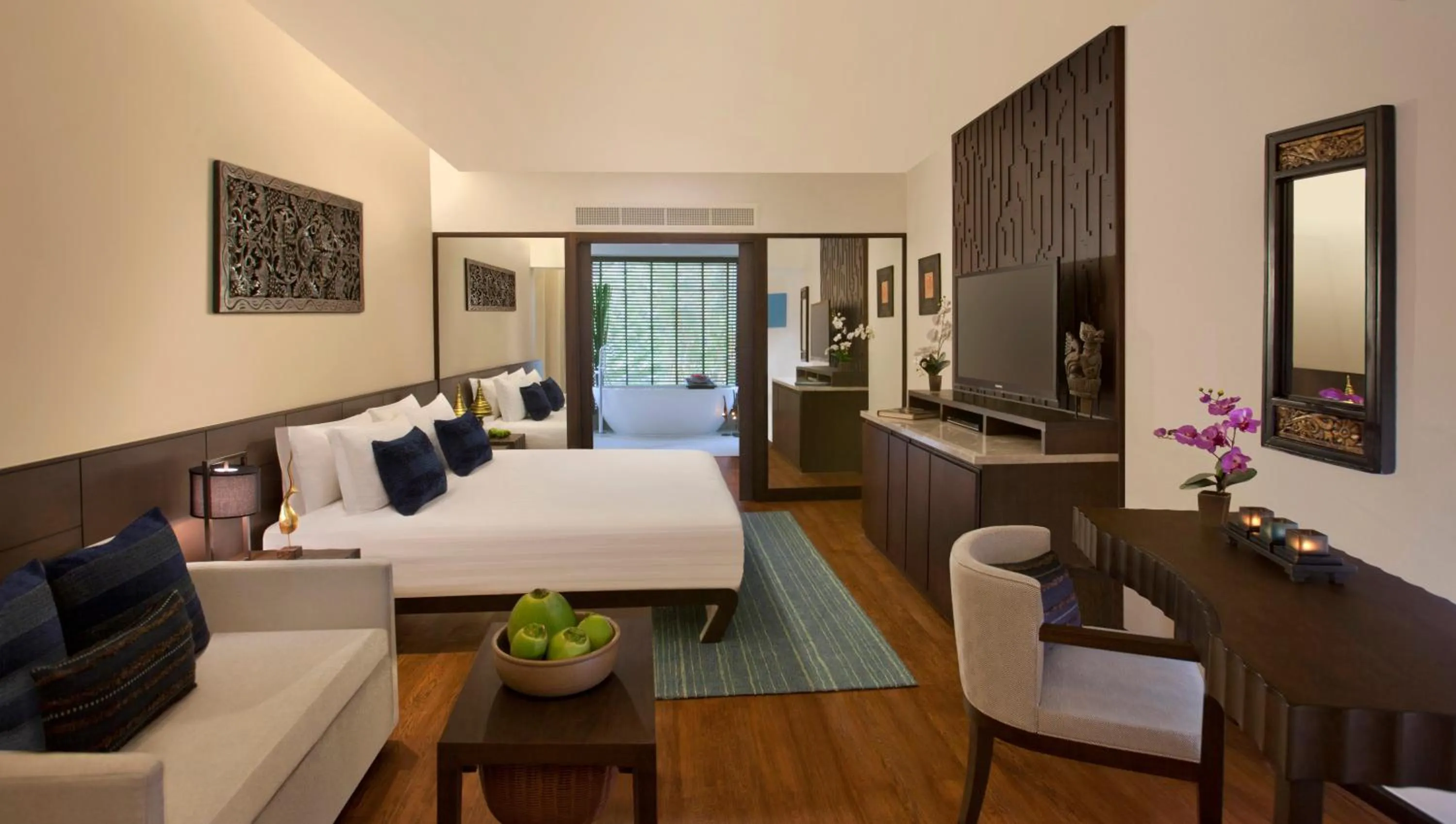 Bathroom, Bed in Anantara Bophut Koh Samui Resort