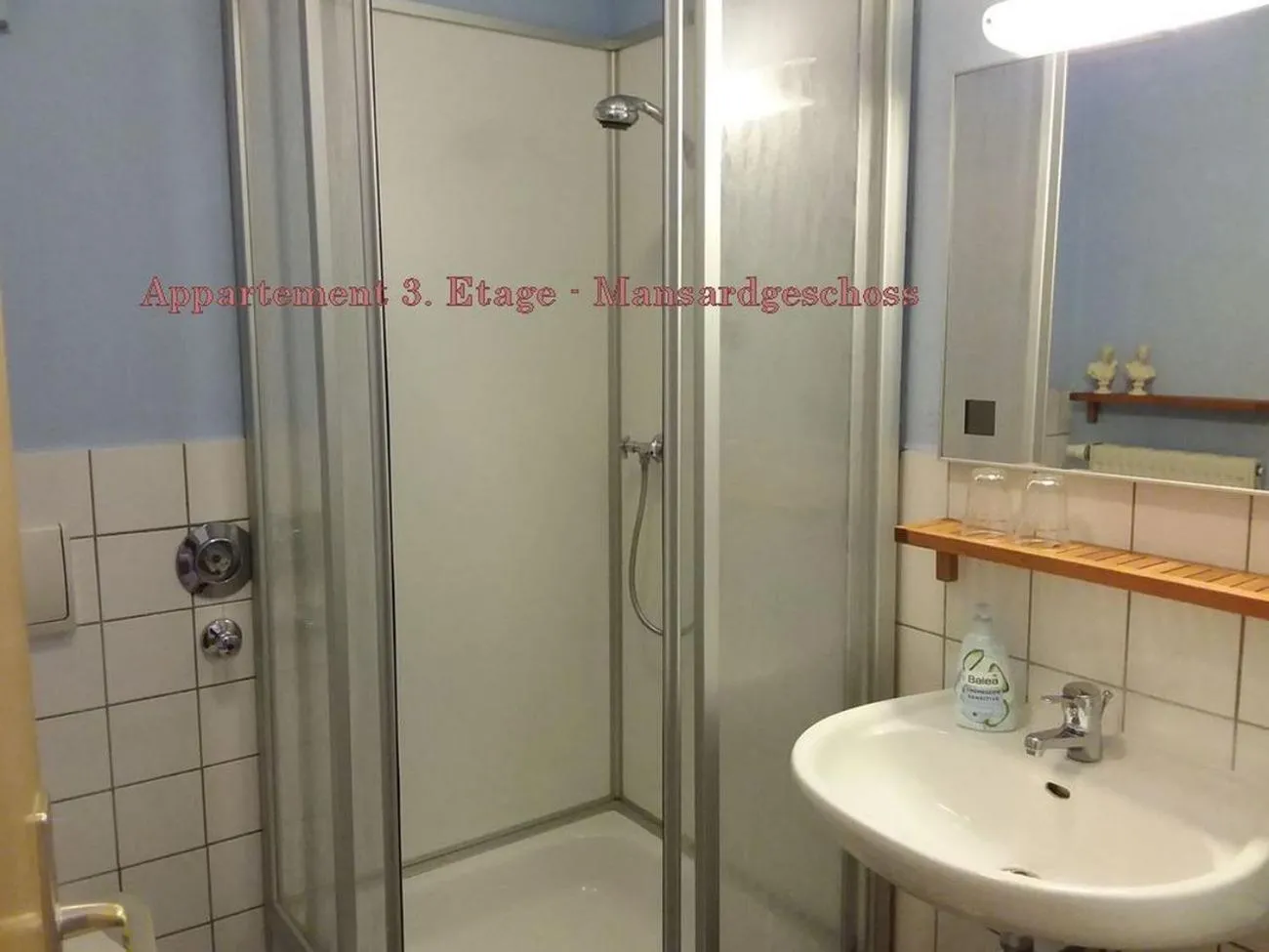 Shower in City-Ferienwohnungen-Dresden - zentral gelegen im Haus Louisenstrasse 11 - Dresden-Neustadt