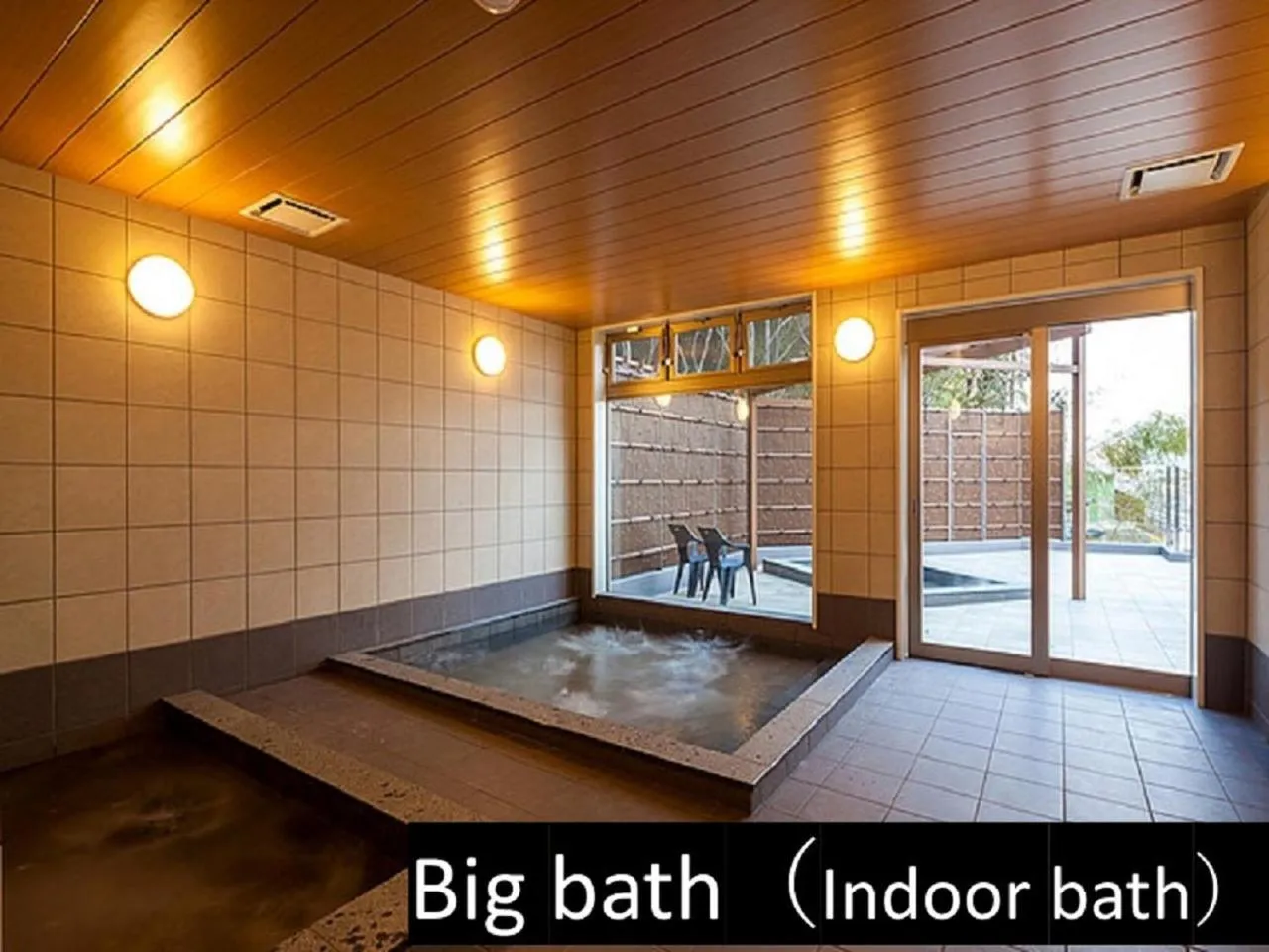 Hot Spring Bath in Ryokan with natural hot springs and okonomiyaki Miyajima-an Hiroshima