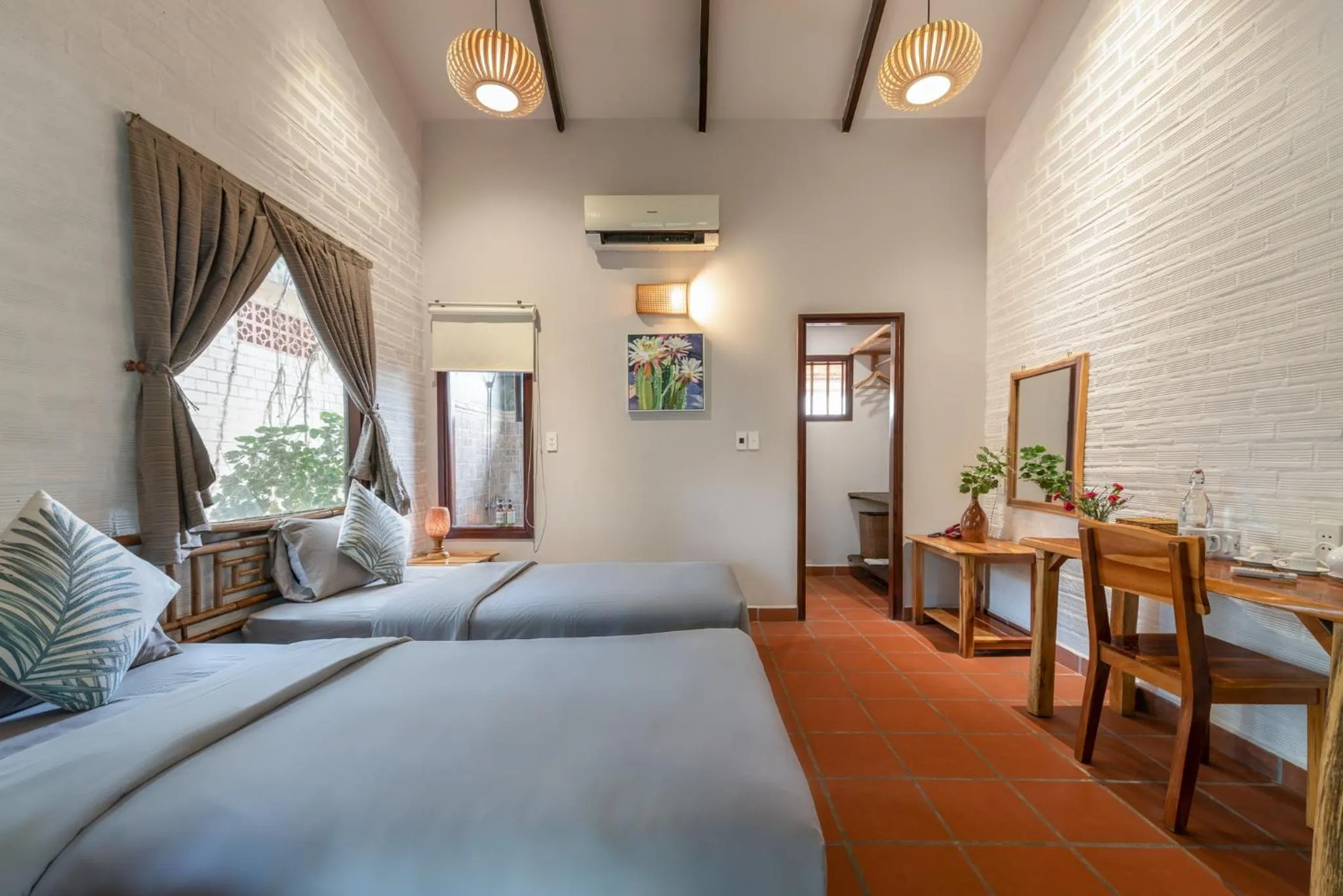 Bed in An Nhien Retreat Phu Quoc with Yoga Daily & Beach access