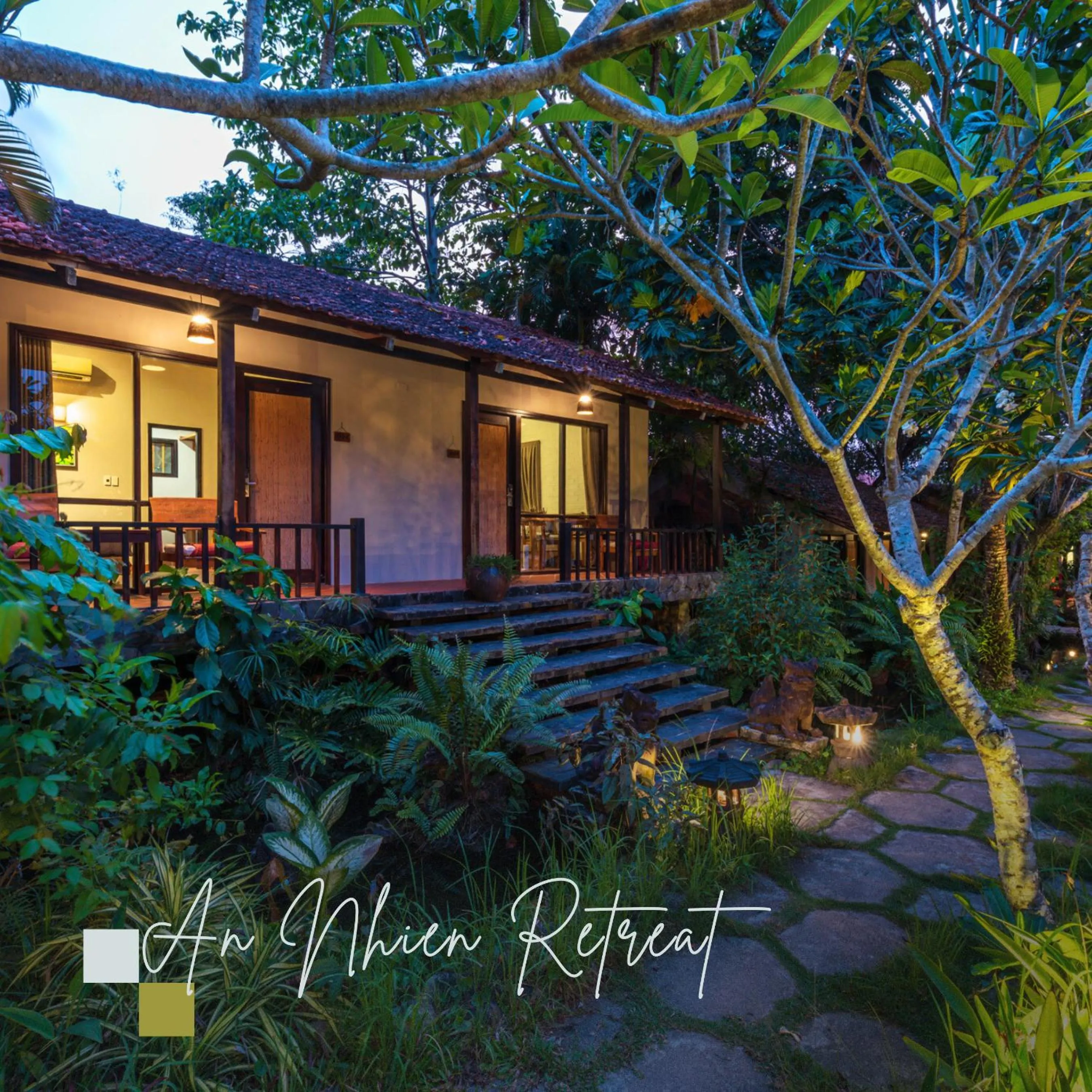 Garden view in An Nhien Retreat Phu Quoc with Yoga Daily & Beach access