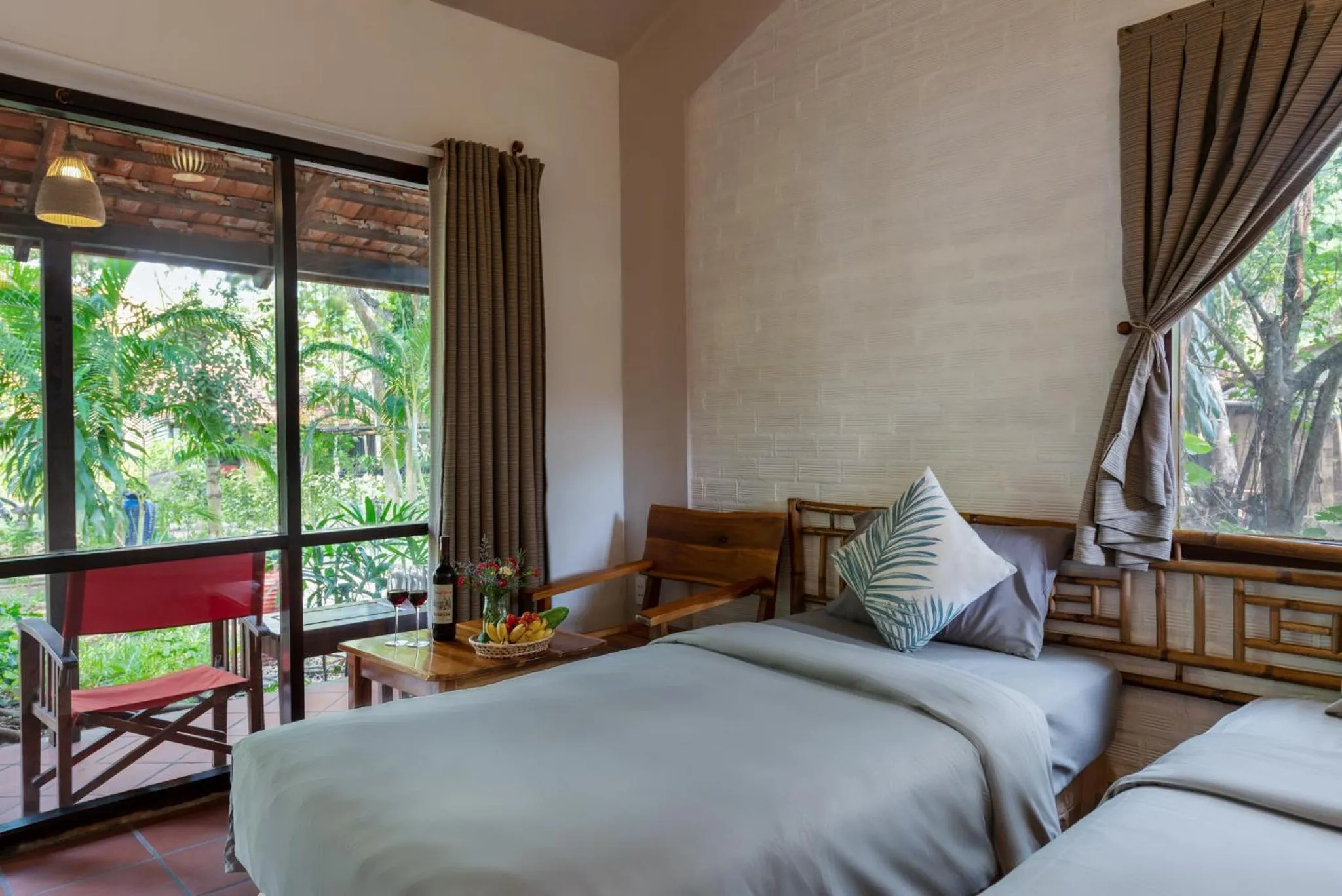 View (from property/room), Bed in An Nhien Retreat Phu Quoc with Yoga Daily & Beach access