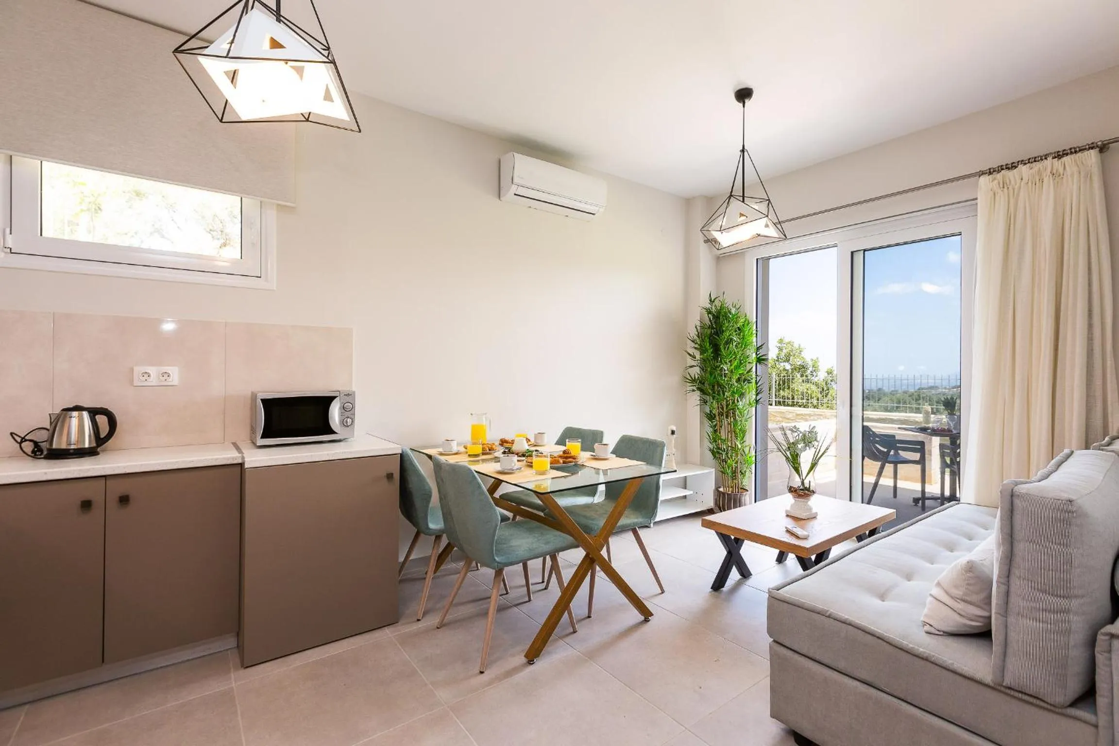 Seating area in Vigla Suites