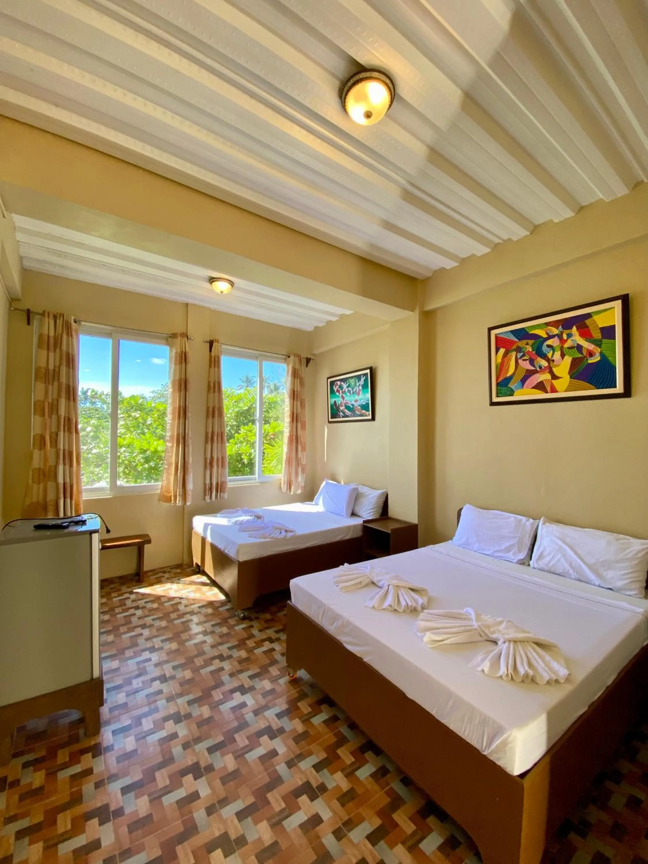 Bed in Oceanfront Beach Resort