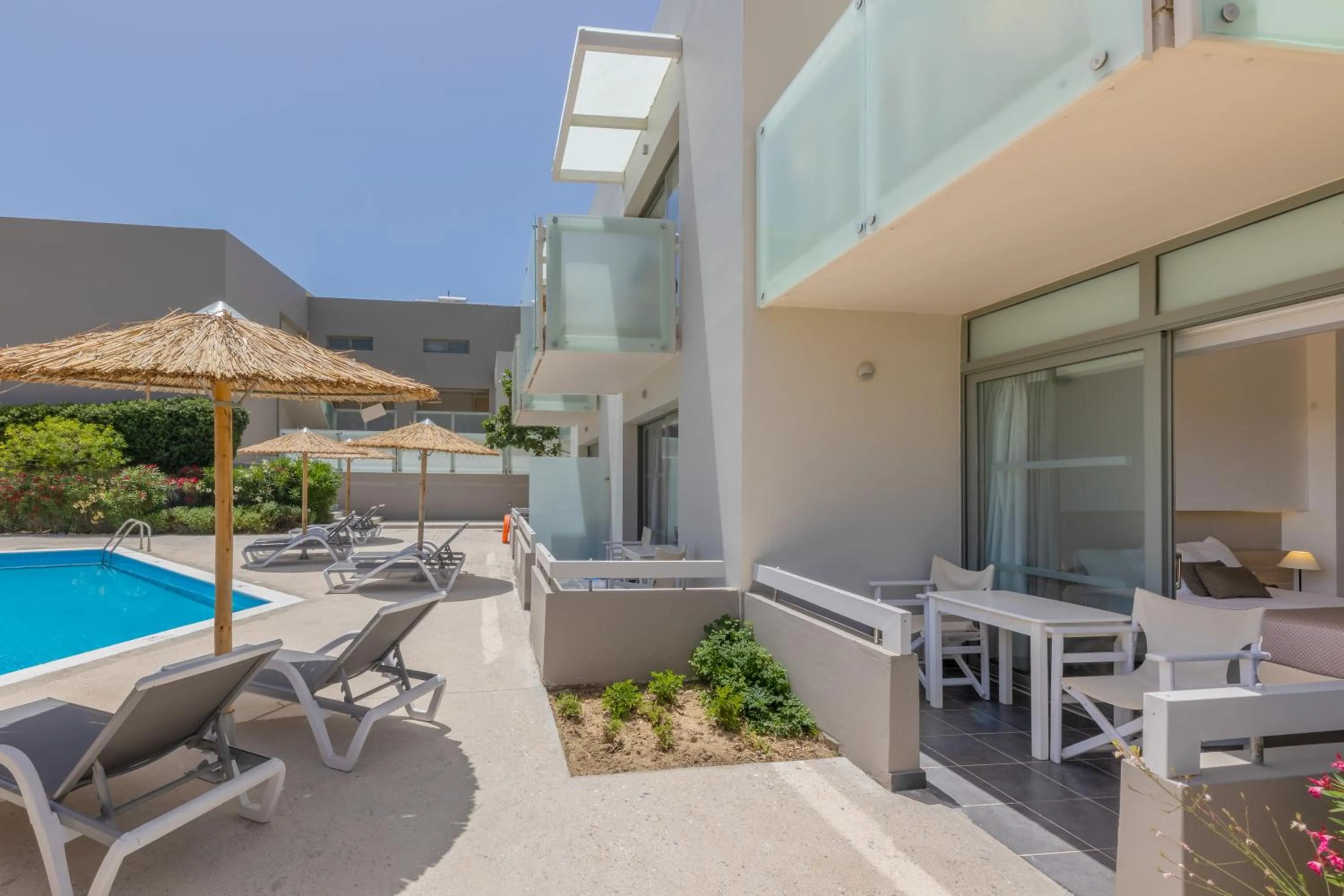 Pool view in Akti Palace Hotel