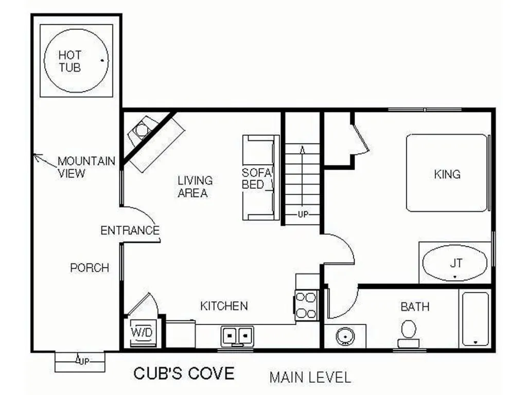 Cub’s Cove, 1 Bedroom, Near Downtown, View, Jetted Tub, WiFi, Sleeps 4